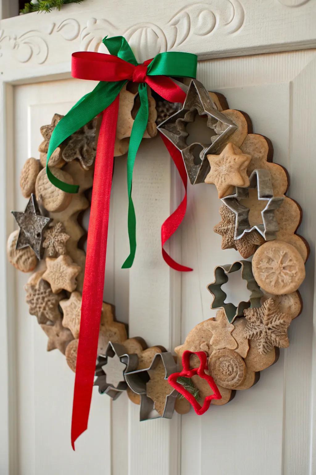 A charming cookie cutter wreath perfect for those who enjoy baking.
