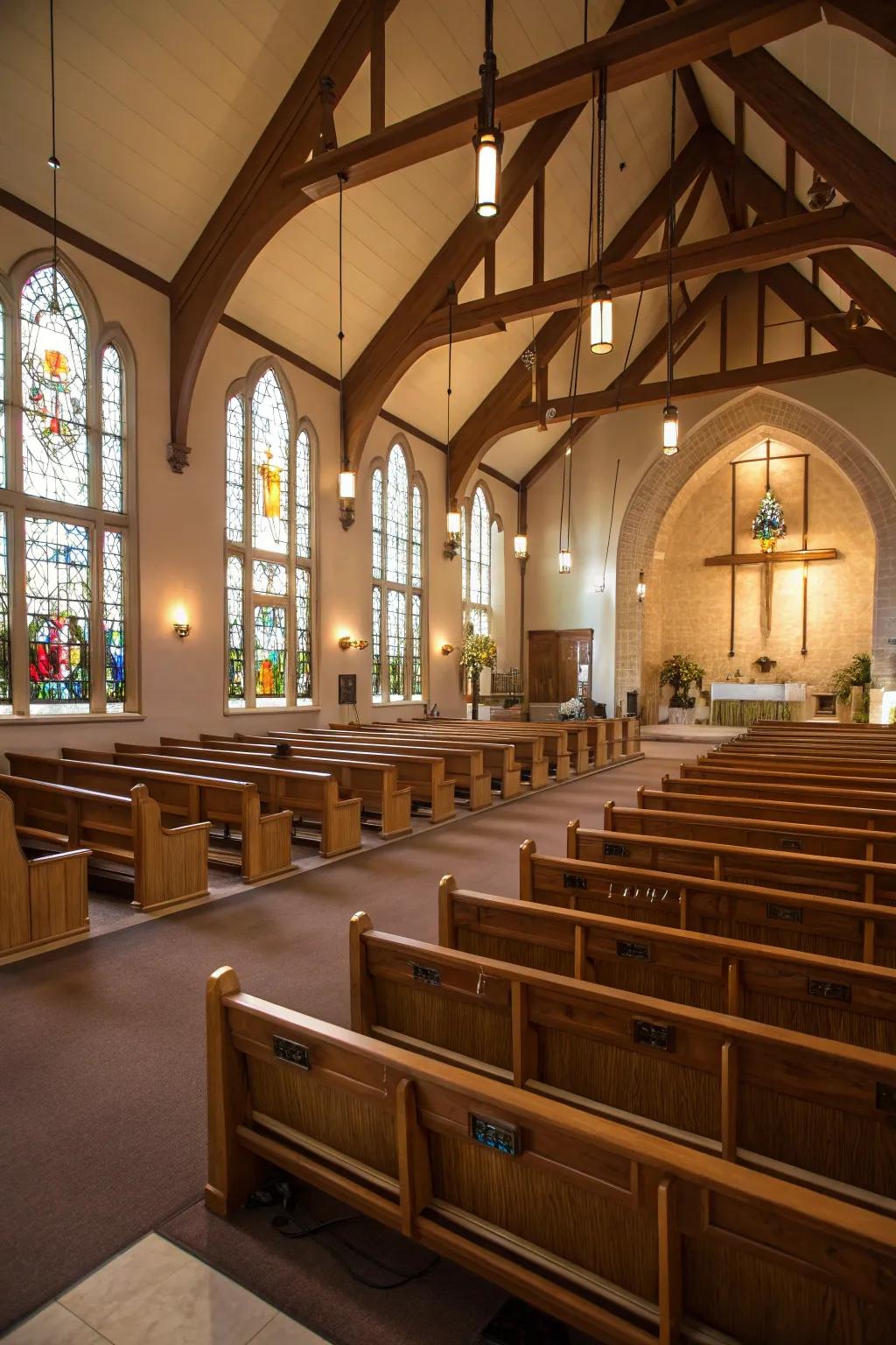 Evenly illuminated seating area for a welcoming atmosphere.