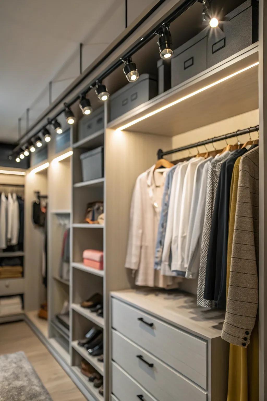 Customizable rail lights provide targeted illumination where needed most.