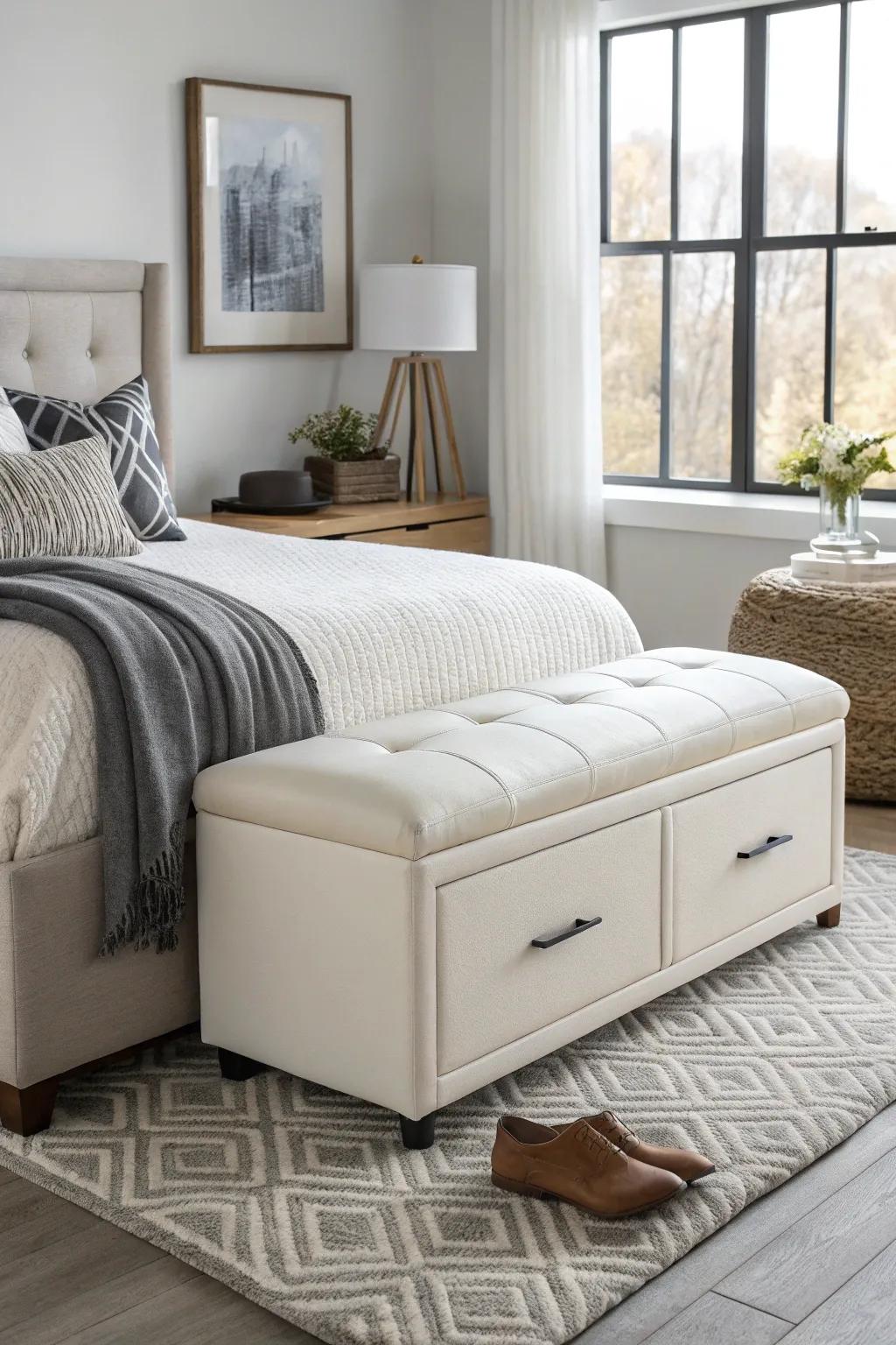 Storage seats offer function and style.