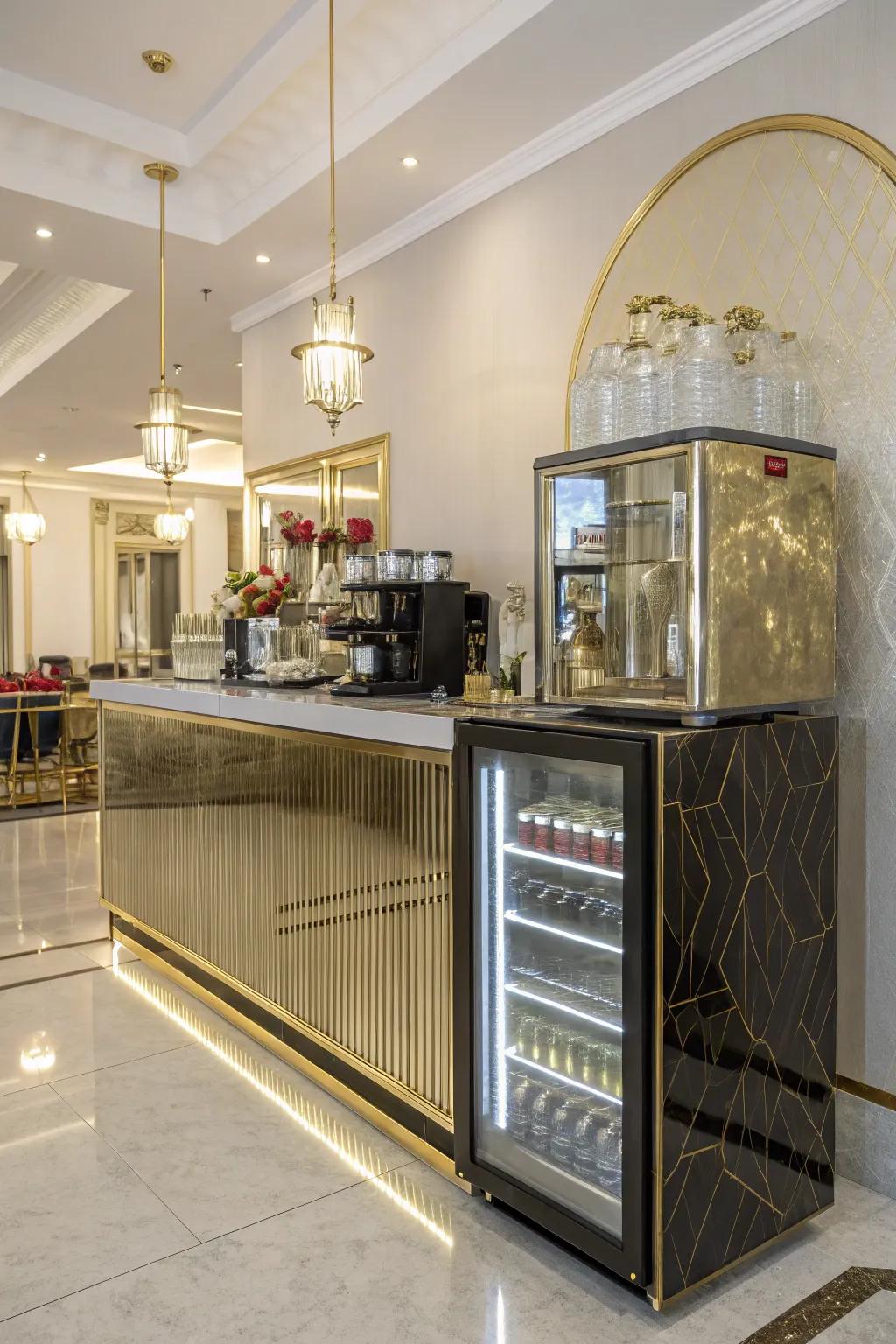 Glamour and elegance define this luxurious coffee station.