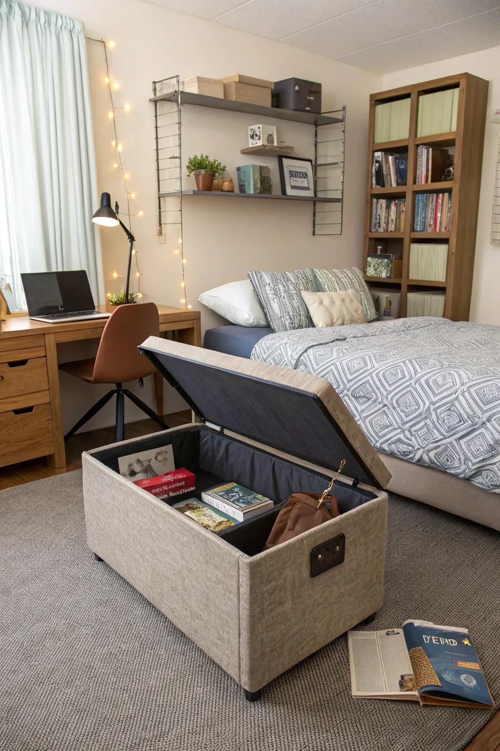 Multi-use furnishings maximize functionality.