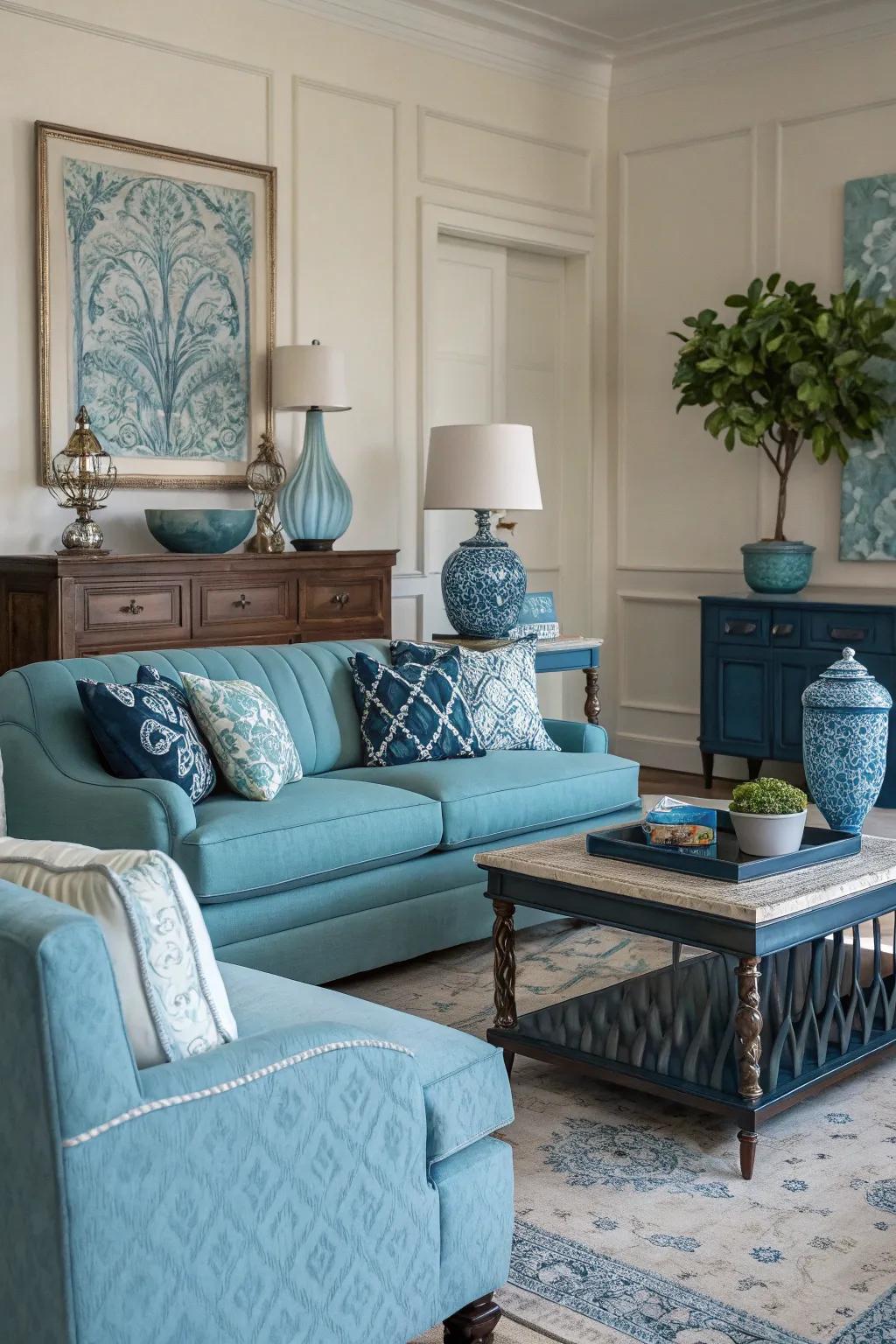 A monochromatic palette brings harmony and sophistication to your living room.