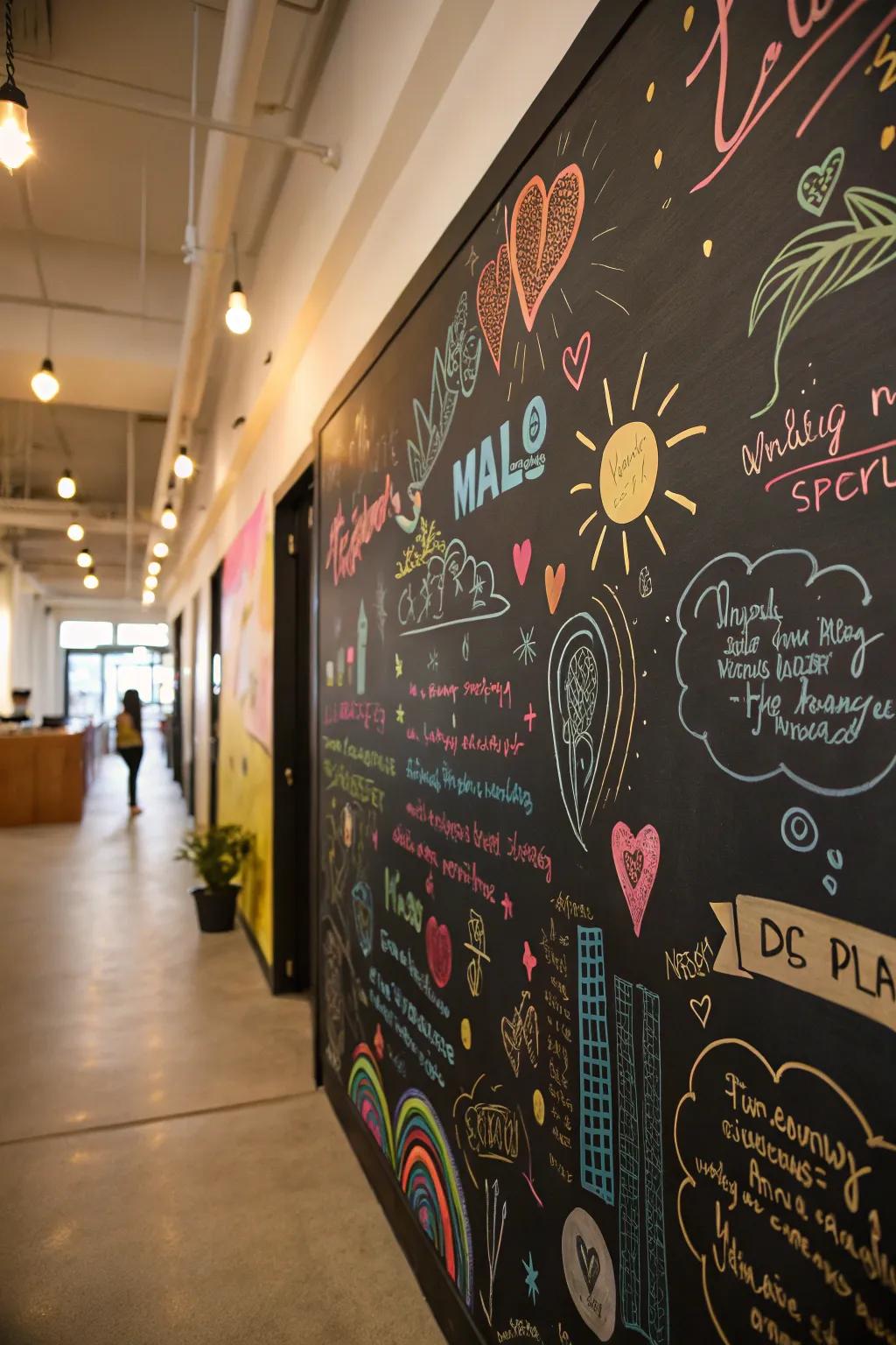 Chalkboard walls offer endless creativity.