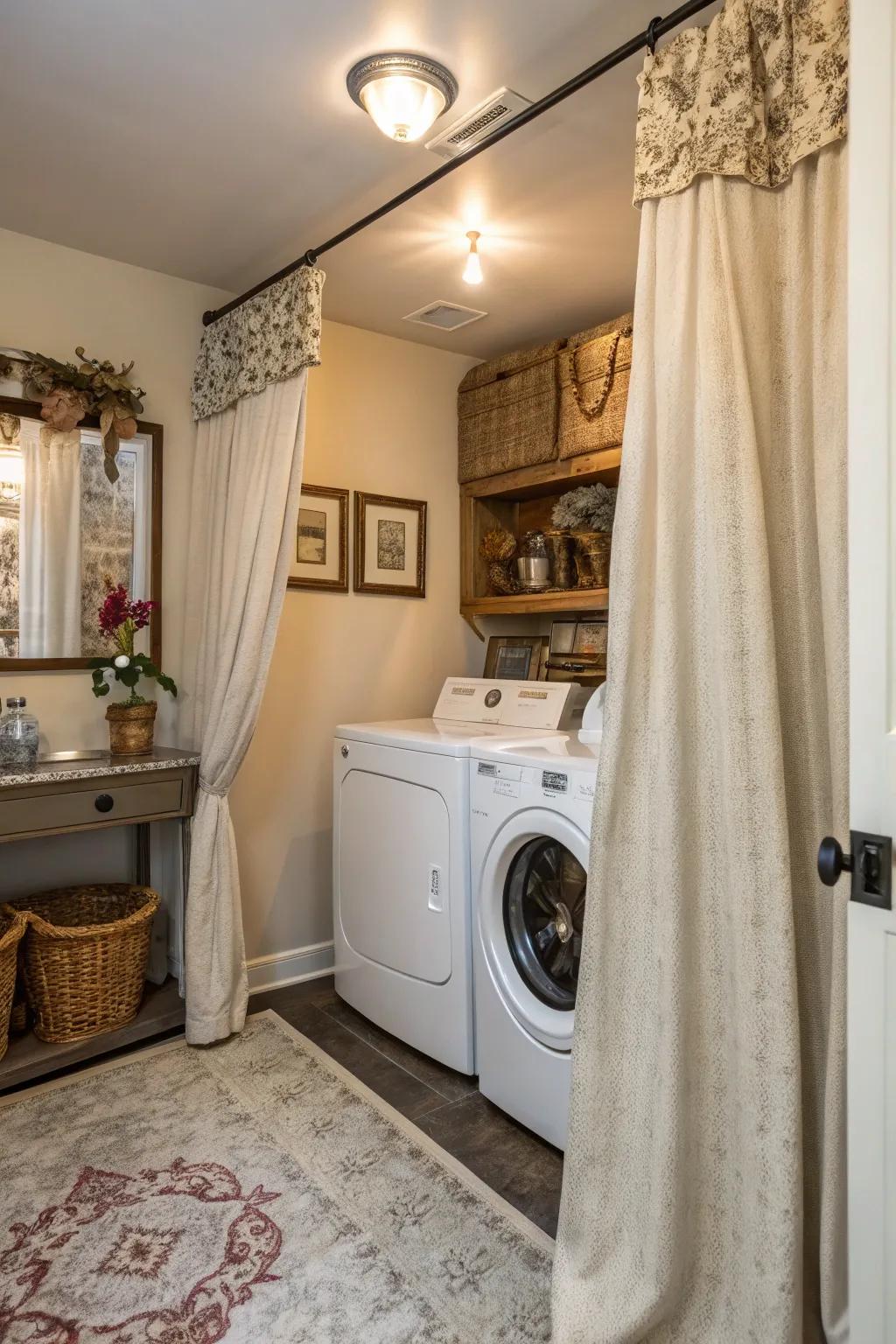 Curtains offer a fashionable approach to hide machines.