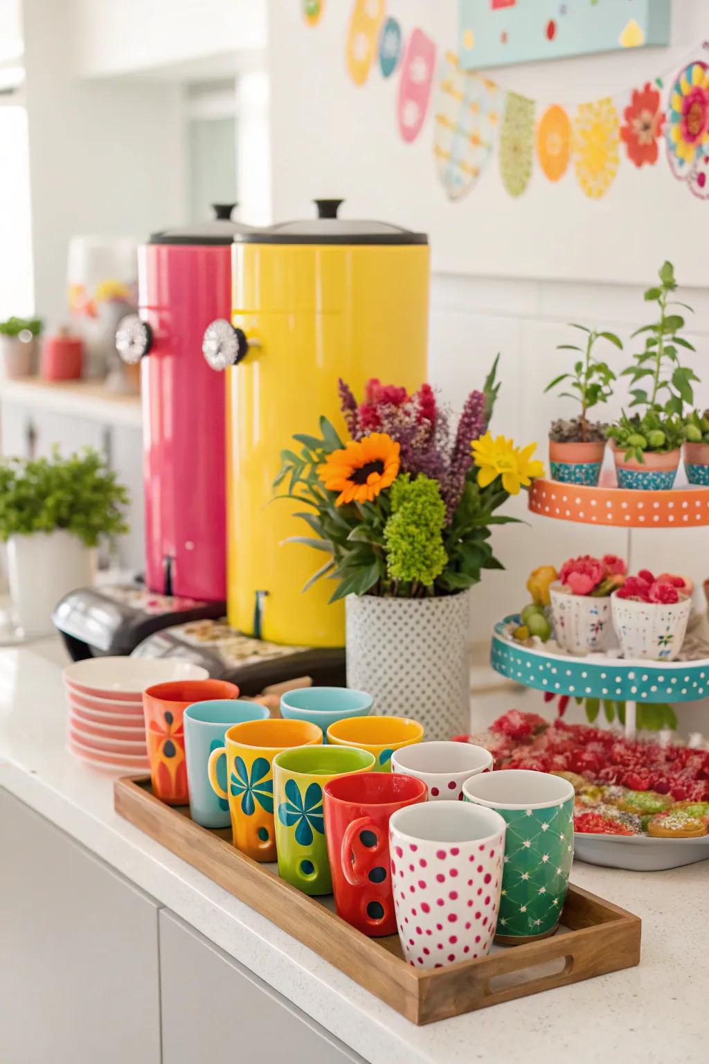 A splash of color brings energy to your coffee station.
