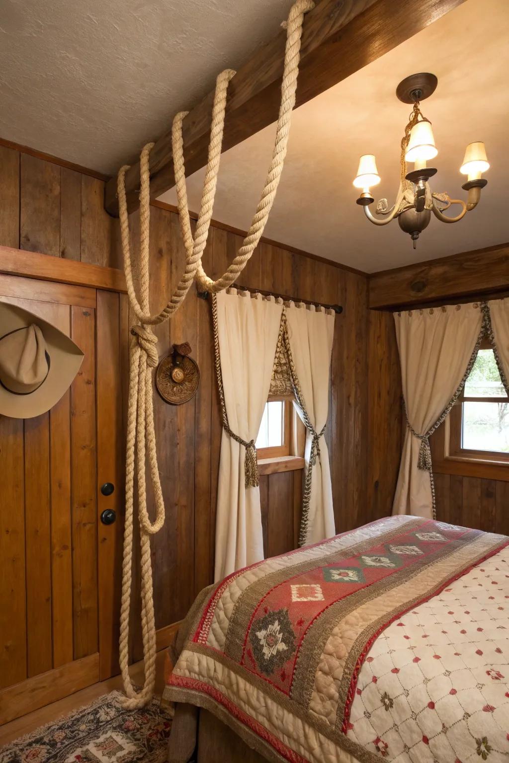 Cord accents produce a nautical-meets-western vibe.