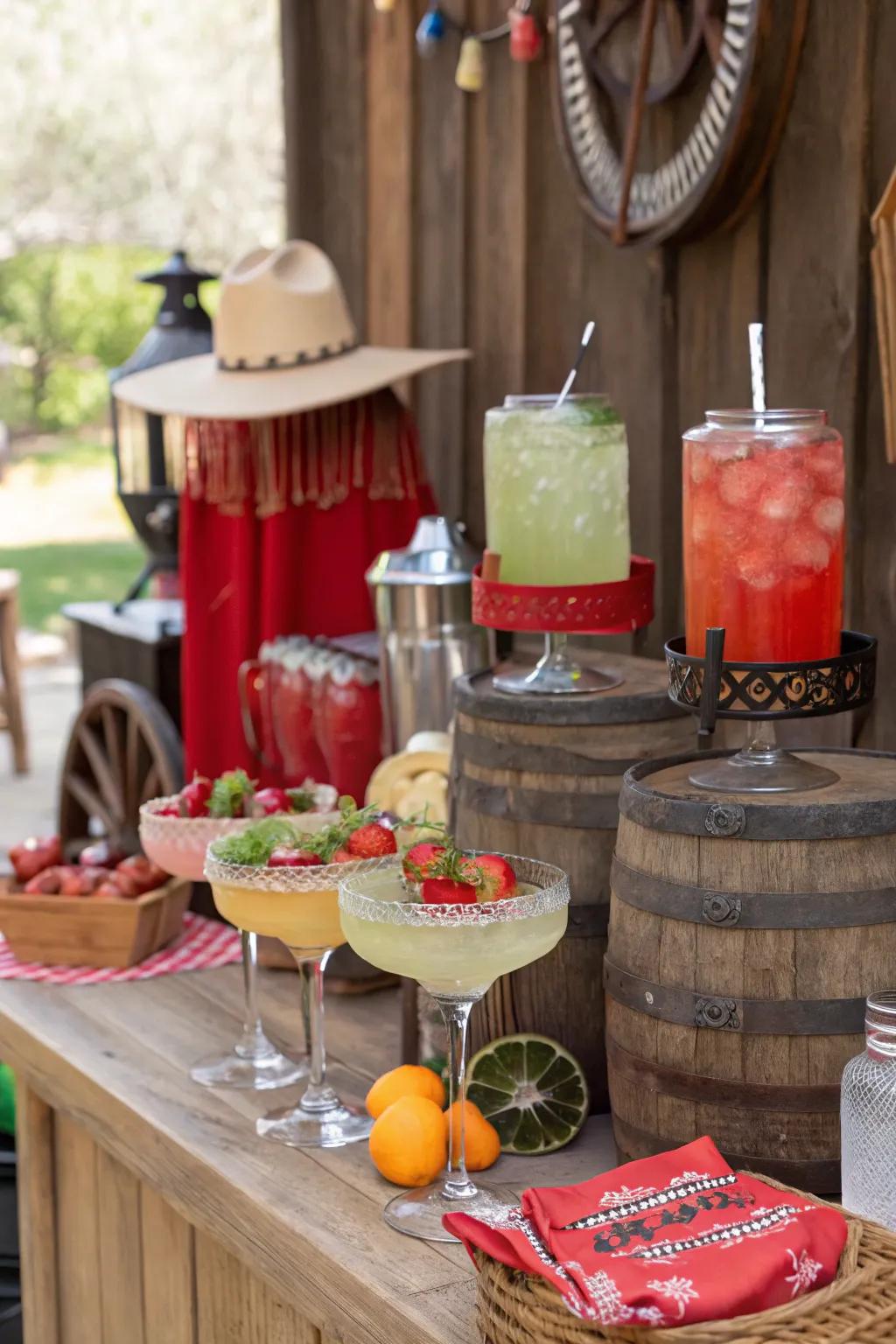 A themed drink station gives cool fun for grownups.