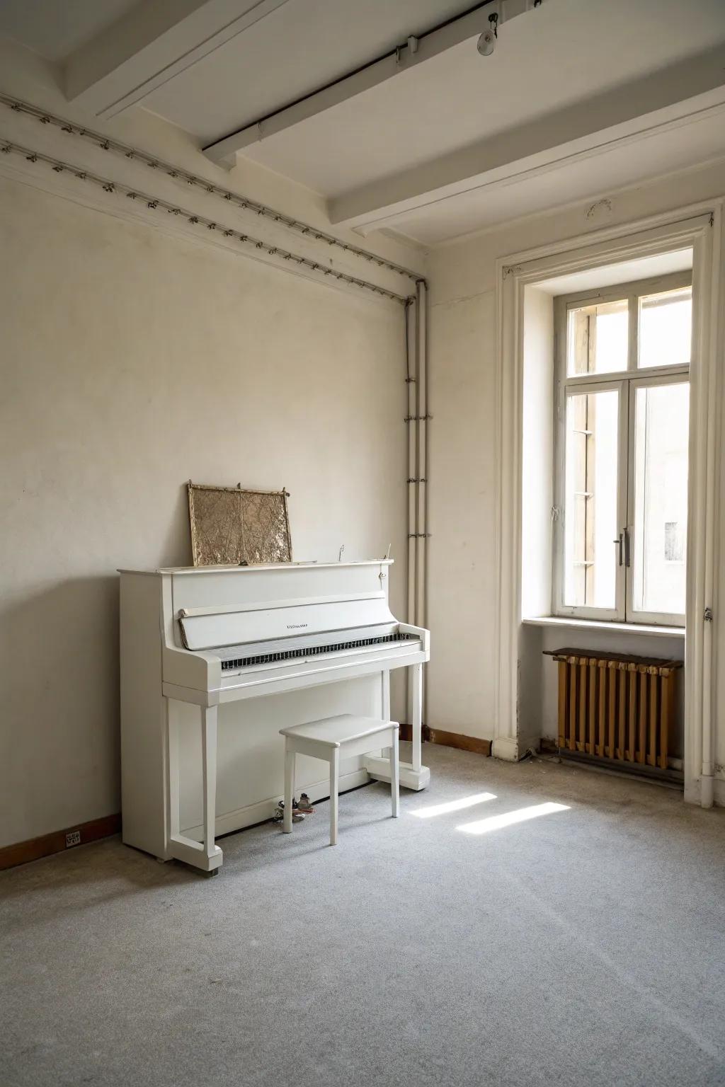 Simplicity allows the piano to stand out.