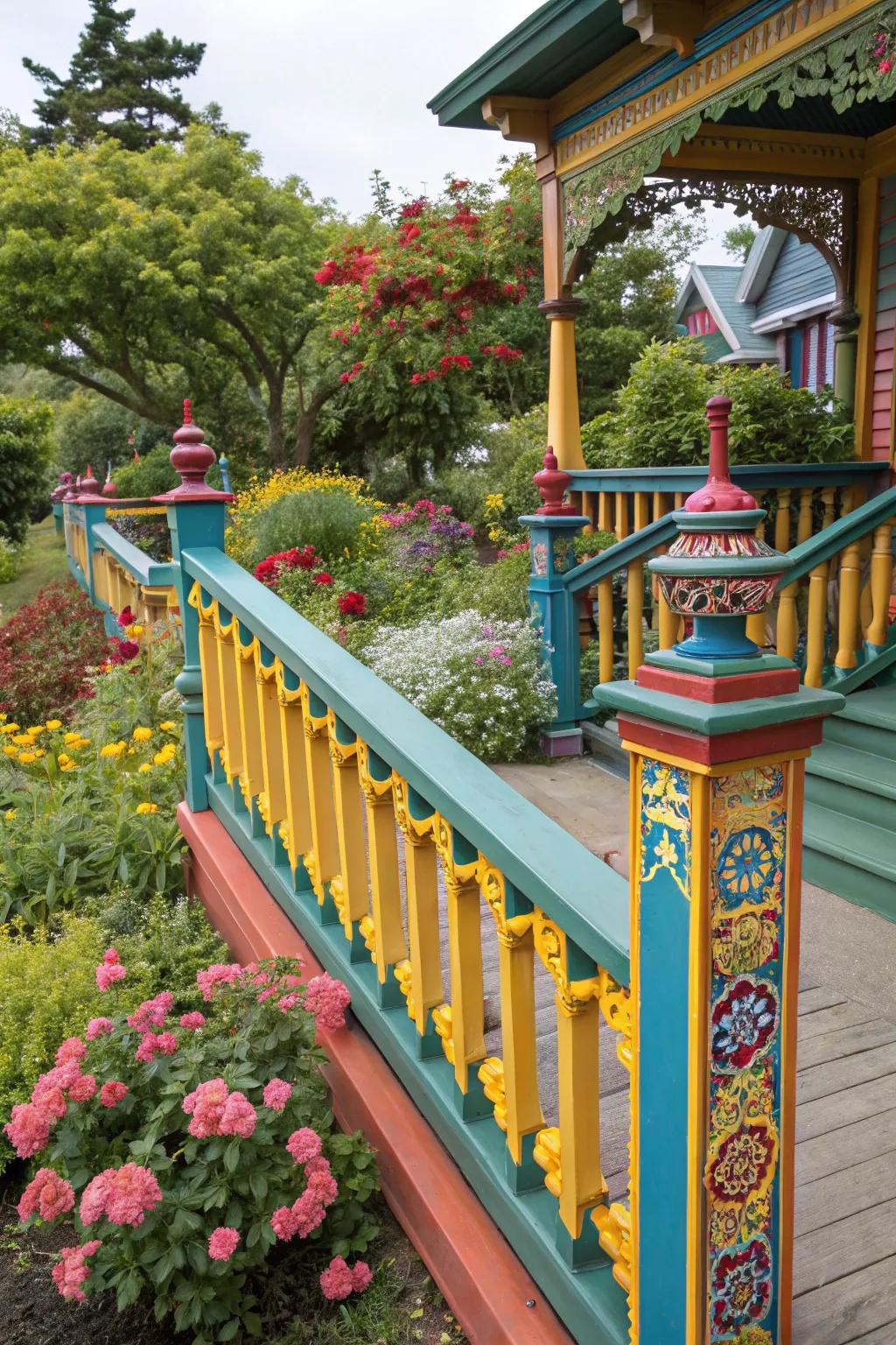 Bright design touches bring playful personality to Craftsman railings.