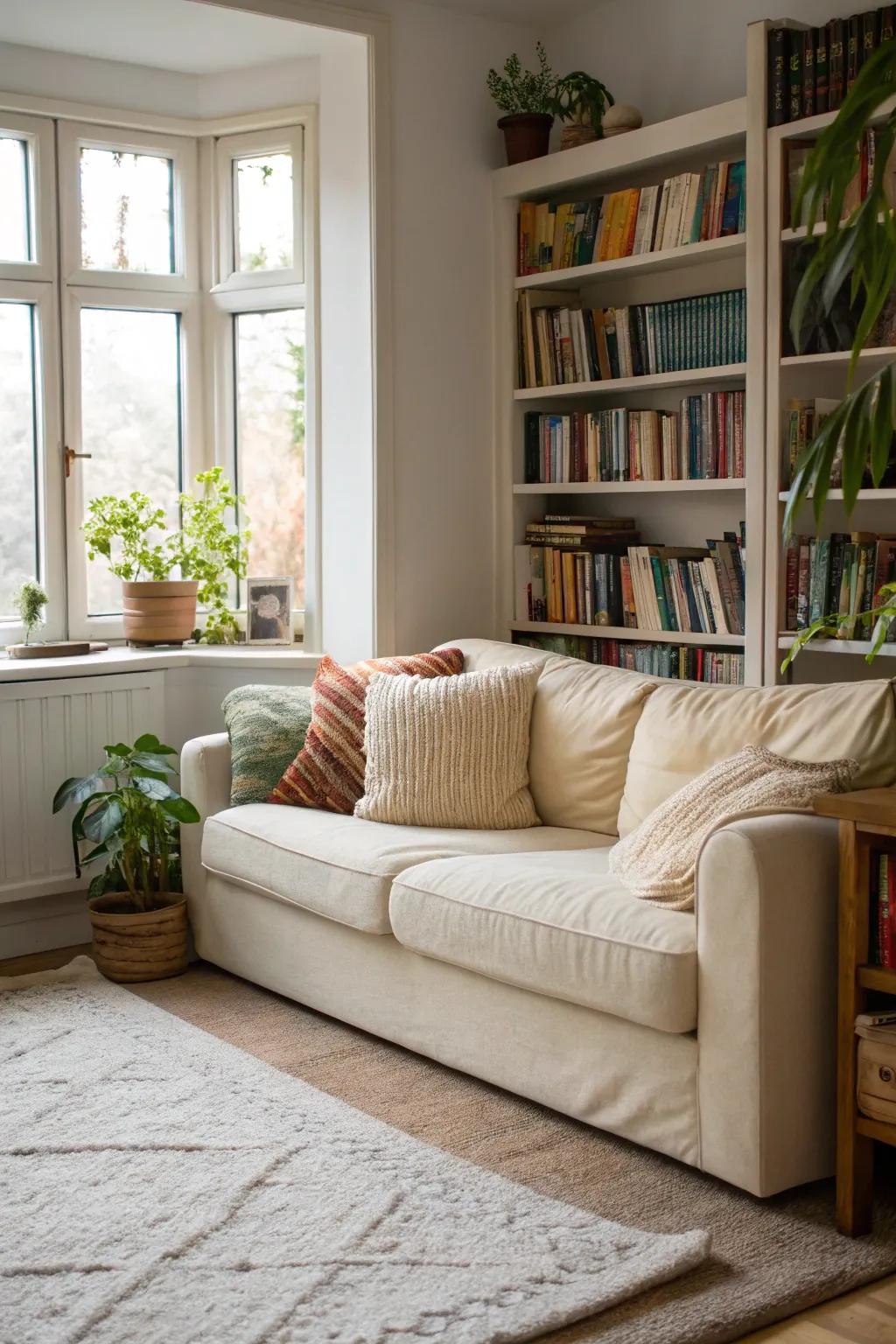 A snug recess invites relaxation and peace.