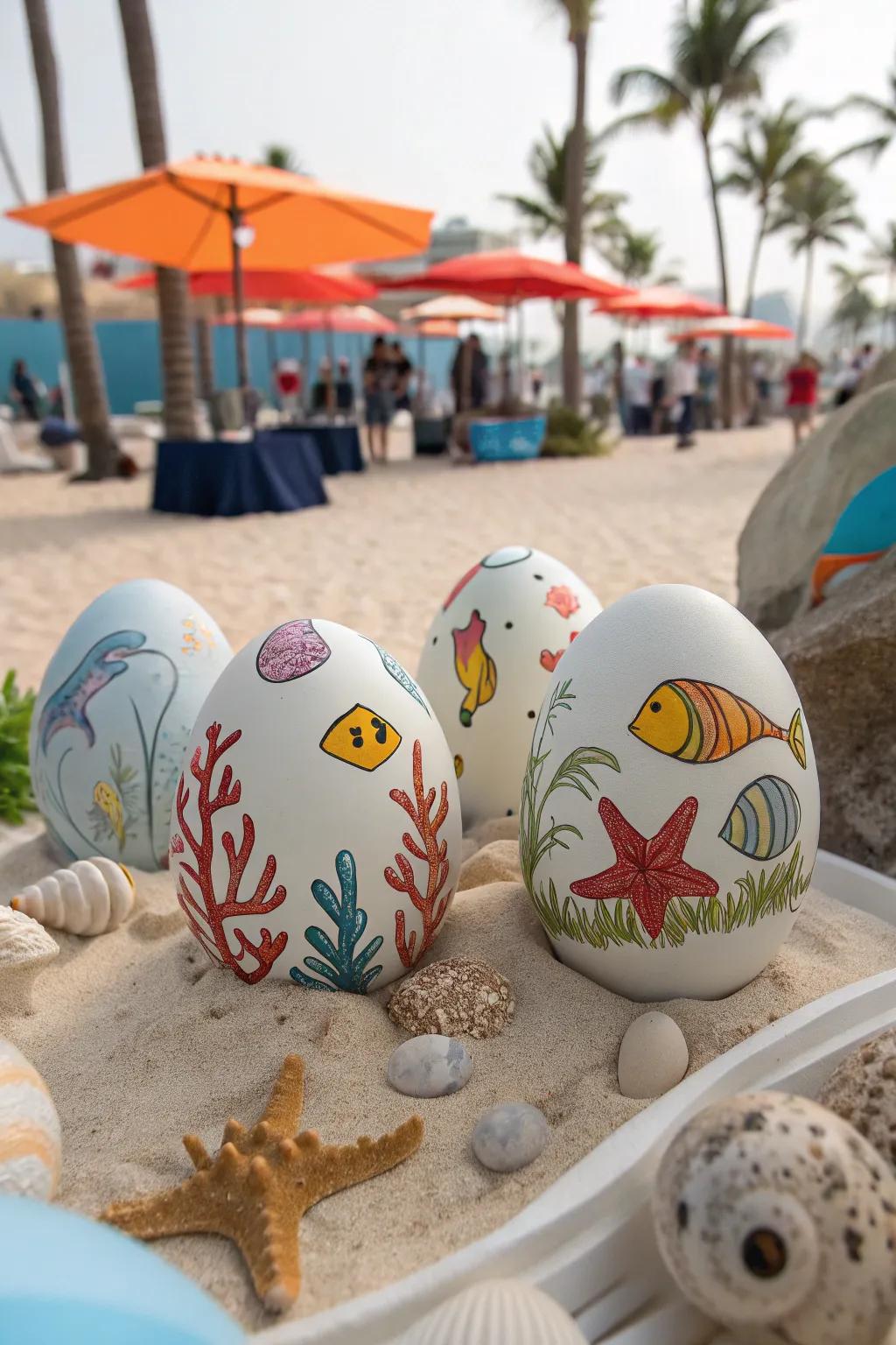 Deep ocean-theme eggs that add a touch of ocean fun to decor.
