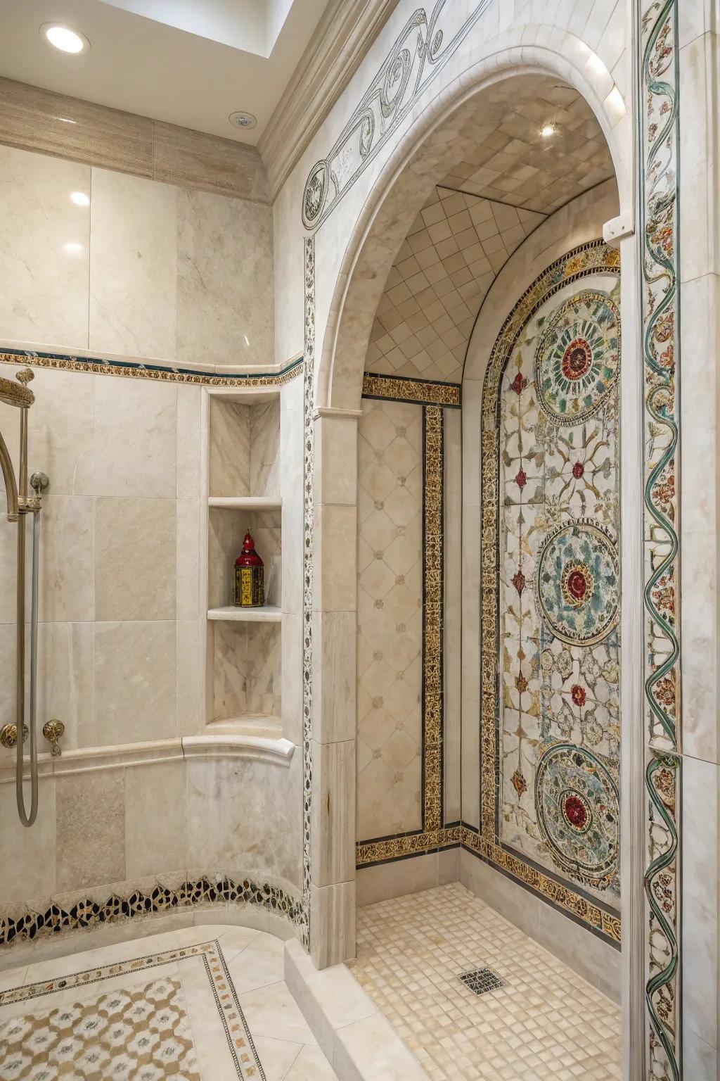 Artistic details can transform cultured marble showers into works of art.