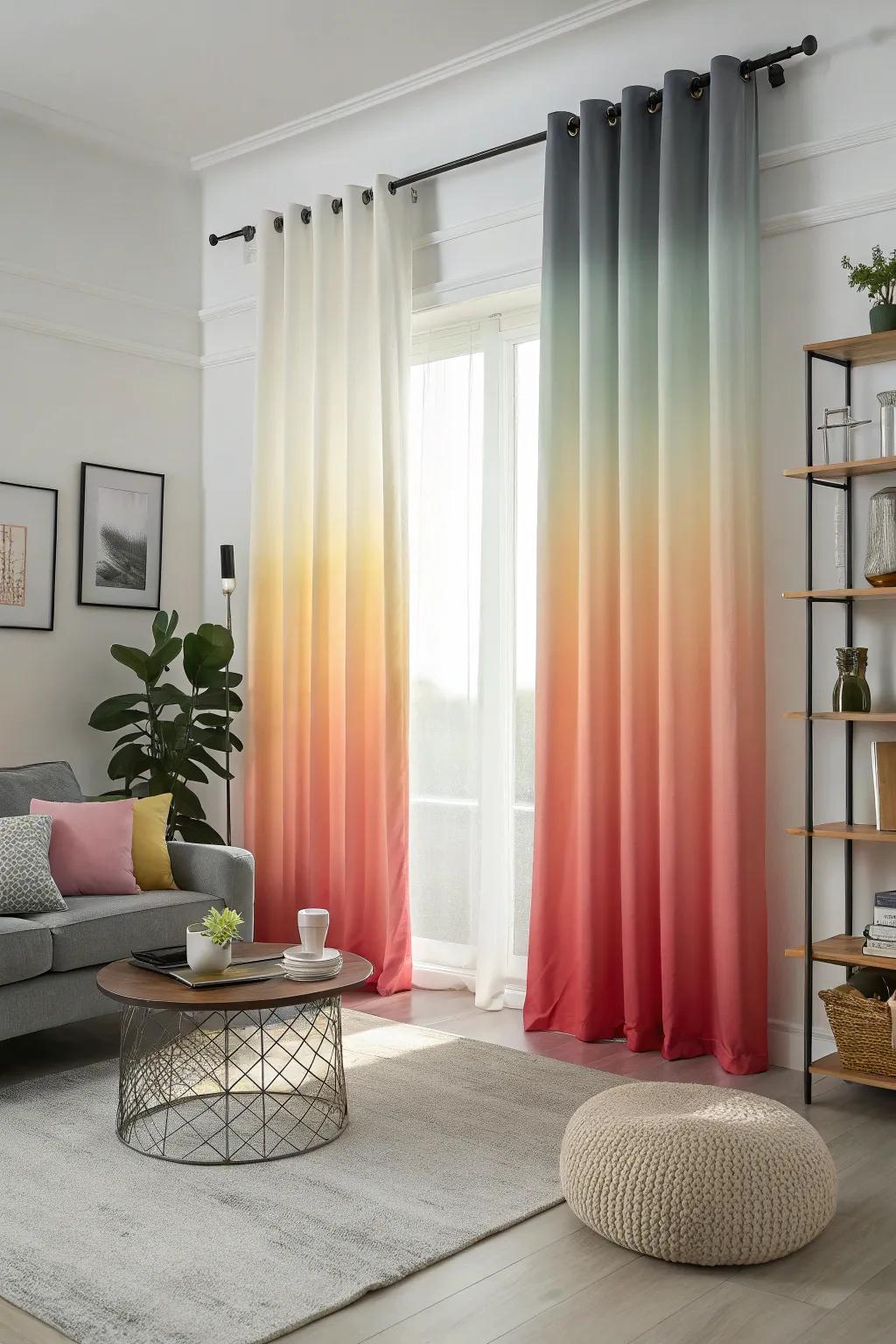 Gradient drapes introduce a modern and artistic flair.