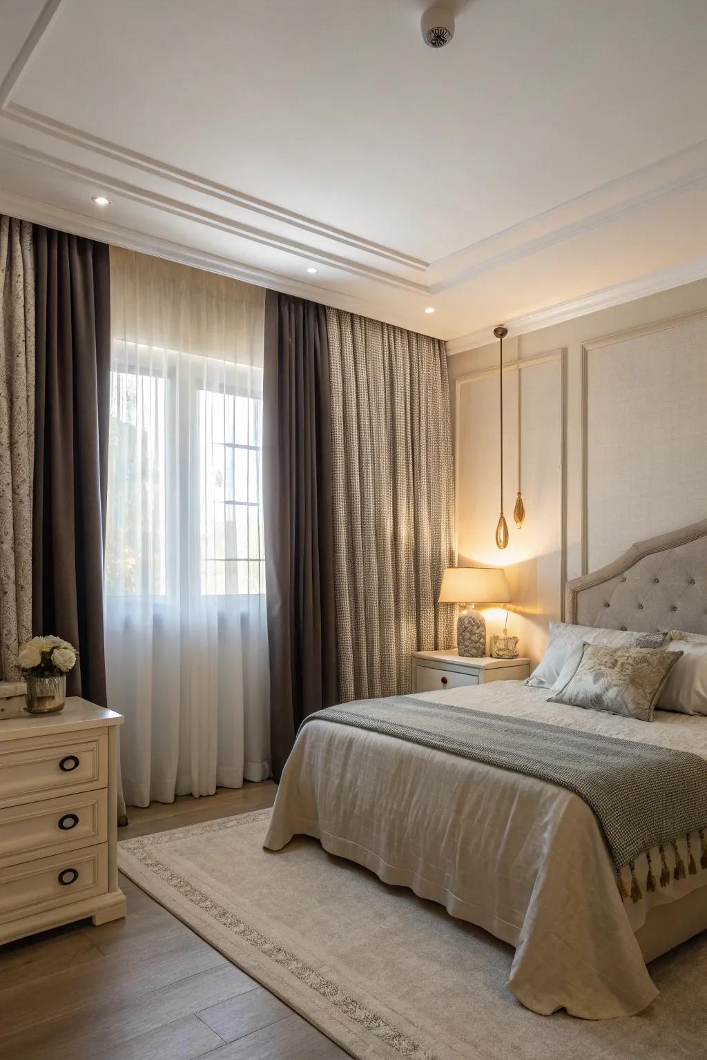 Blackout curtains ensure seclusion and a spectacular contrast.