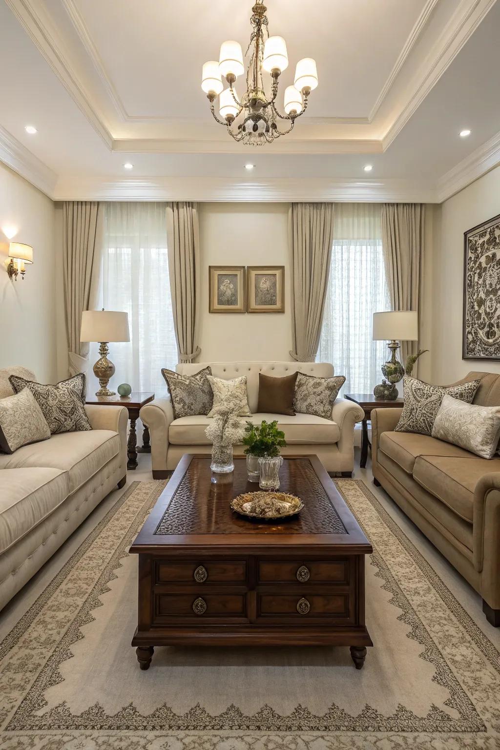 Symmetry brings equilibrium and harmony to your living room.