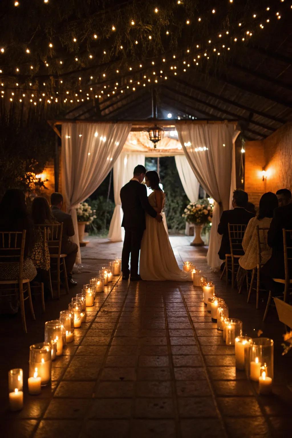 A romantic glow ceremony setting the perfect mood.