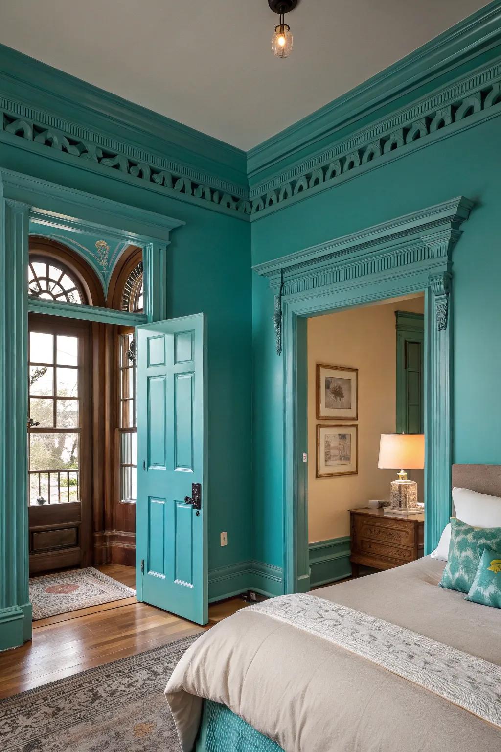 Highlighting features with teal paint adds character and focus.