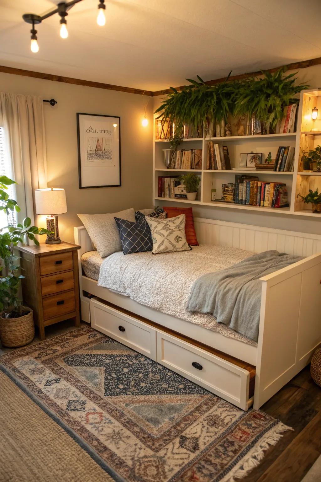 Maximize functionality with a daybed featuring a trundle.