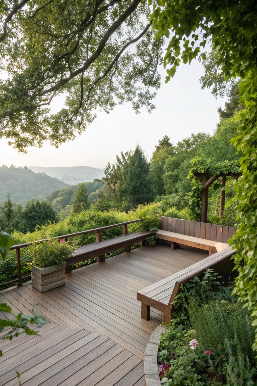 Built-in benches offer seating and style in one package.