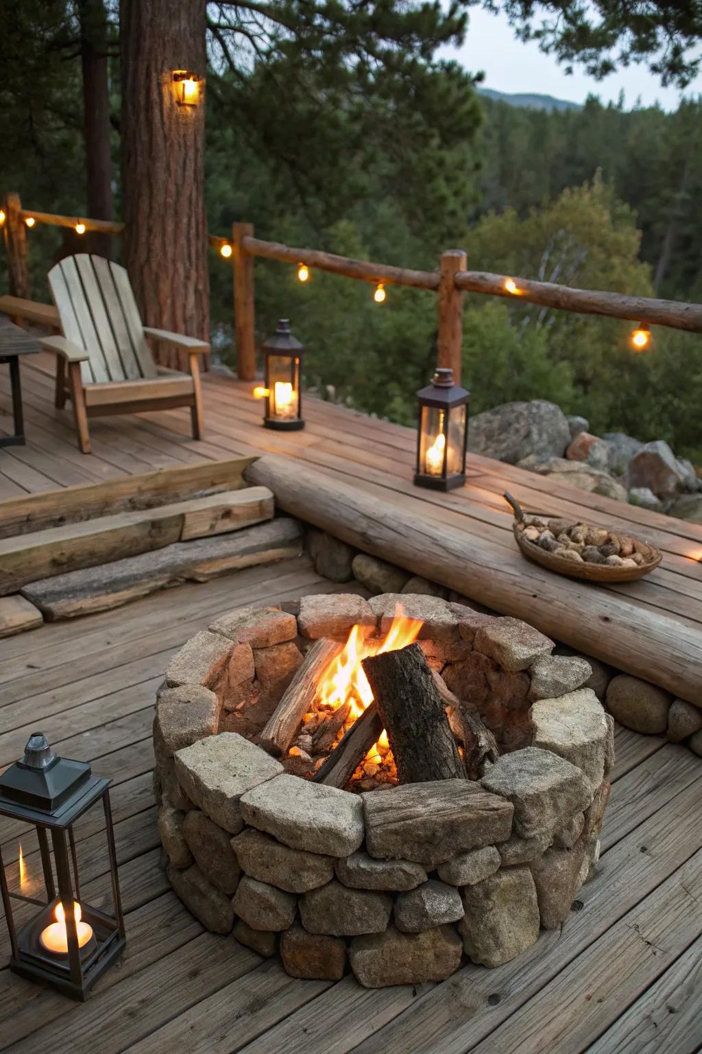 Natural stone fire pits give any patio a hint of rustic elegance.