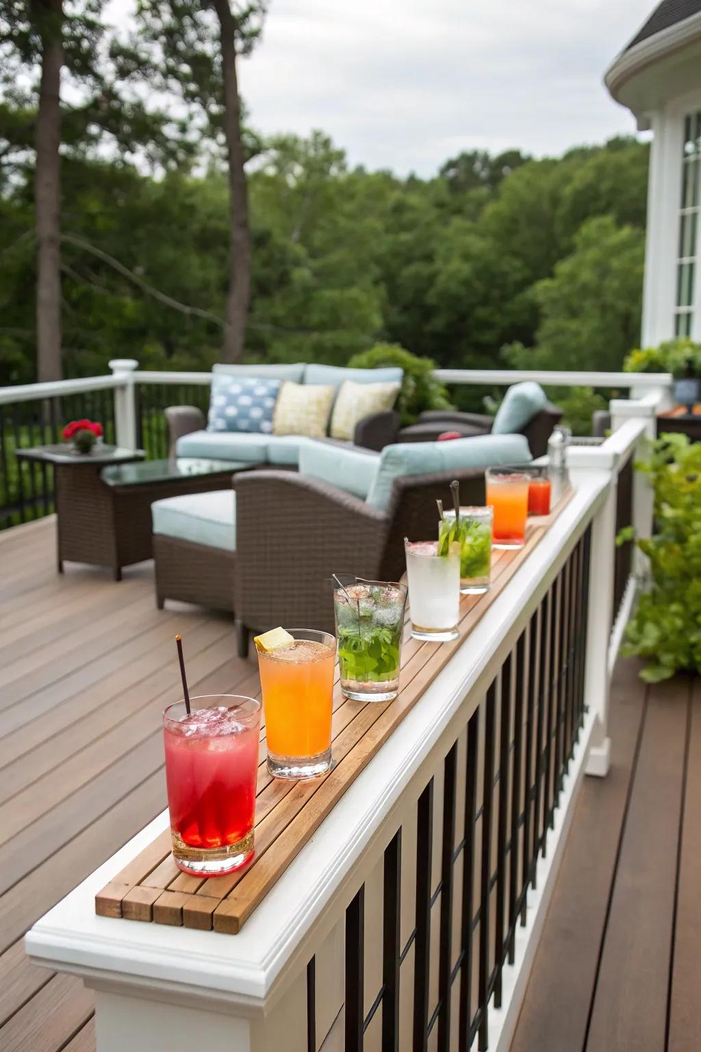 A cocktail rail enhances the functionality of your deck railing.