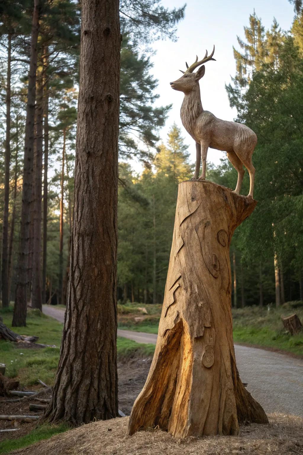 Highlight your talent for design with a carved stump piece.