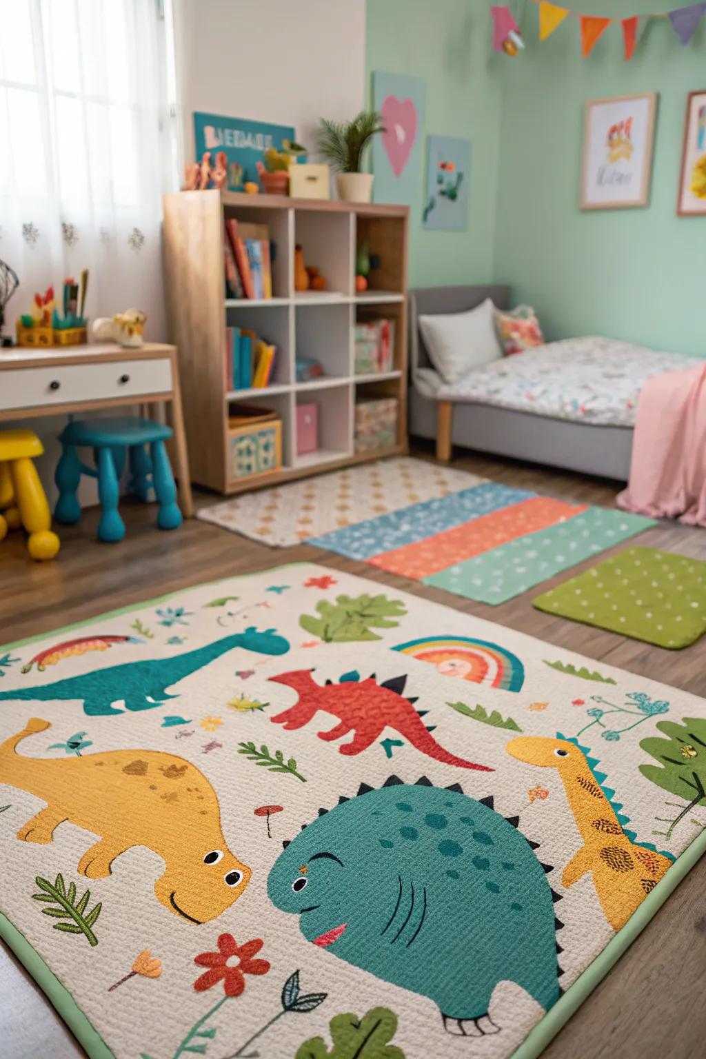 A dinosaur-themed playmat inviting endless imagination and fun.