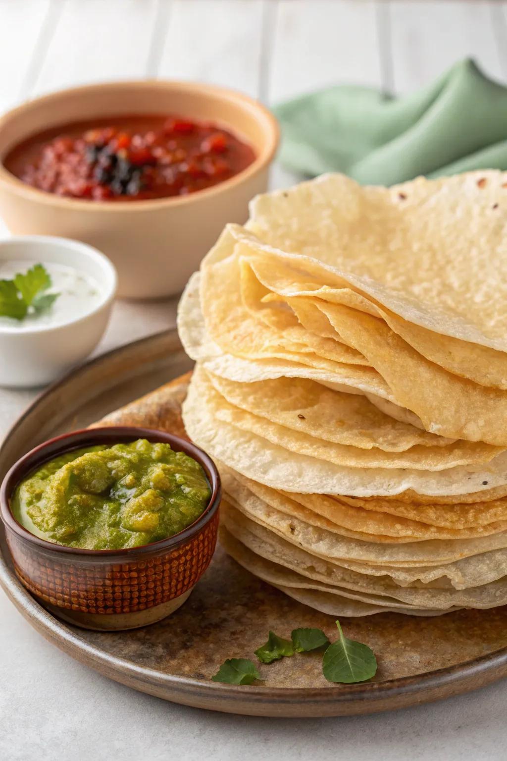 Crispy treats with dips, which make a great accompaniment for the meal.