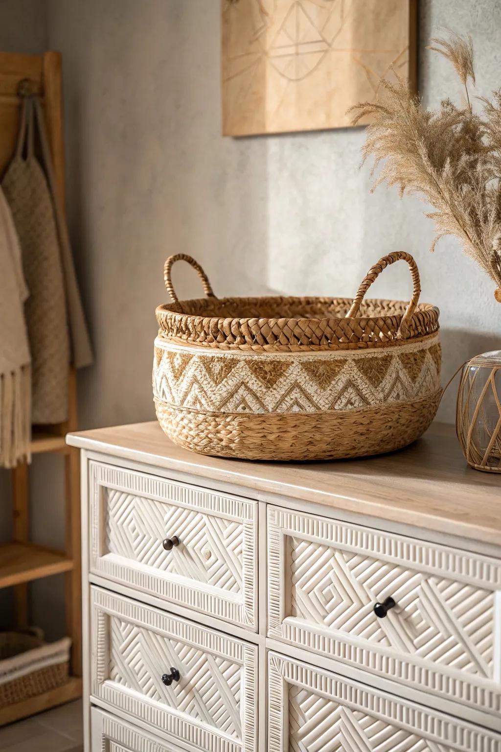 Change your dresser with boho woven storage&mdash;where simplicity meets natural elegance.