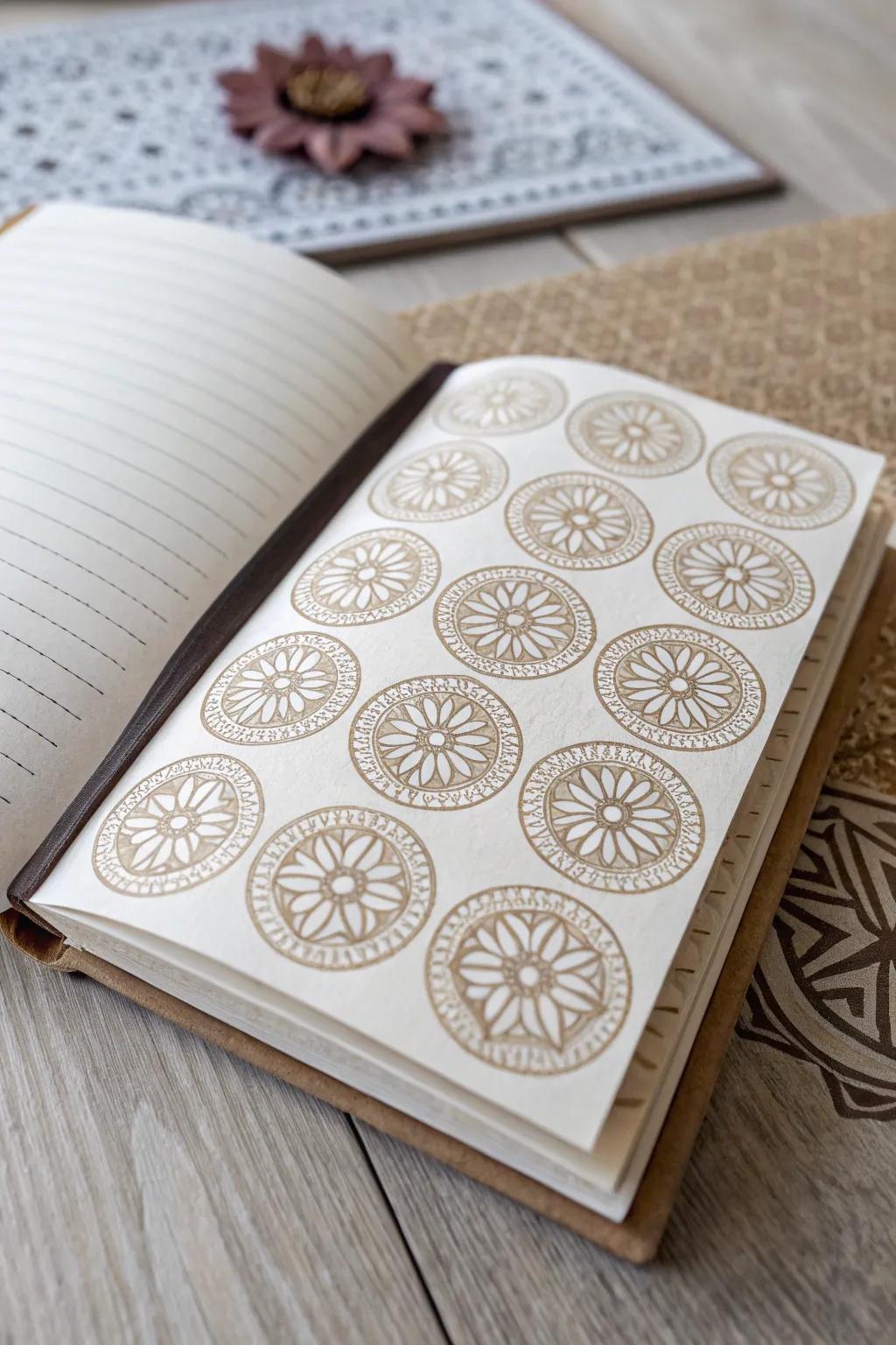 Change your journal into a simple work of art using amazing stamped designs. #DIYJournal #ScandinavianStyle