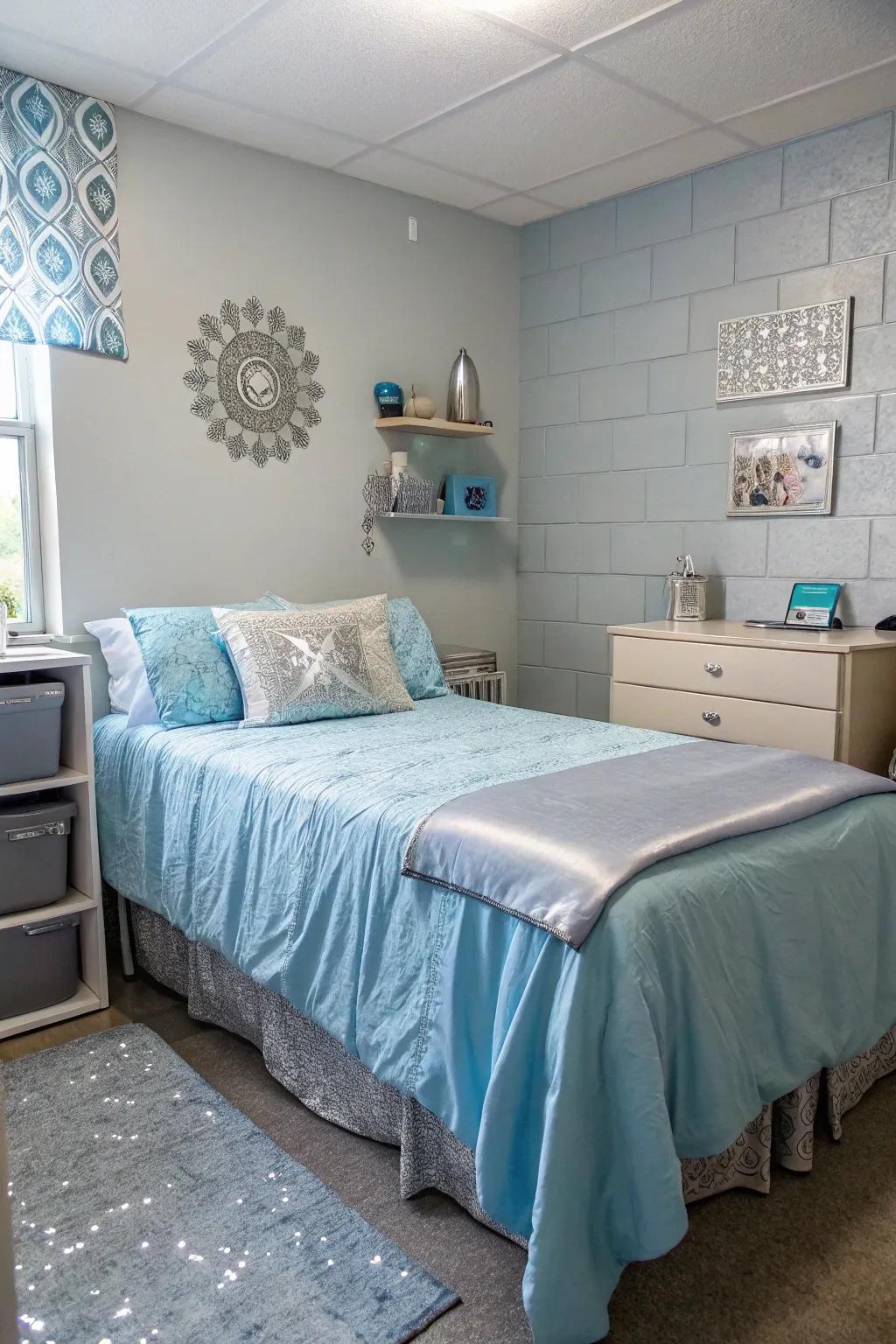 Cool tones blend to create a sleek, contemporary aesthetic.