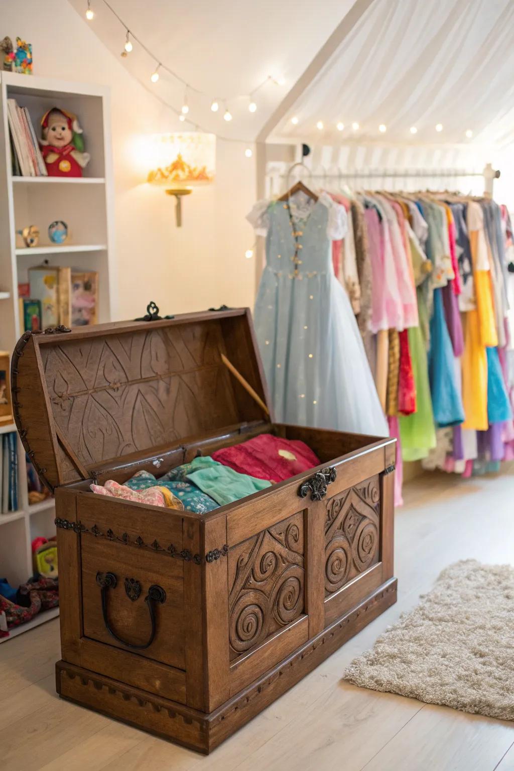 A stylish chest provides hidden storage with flair.
