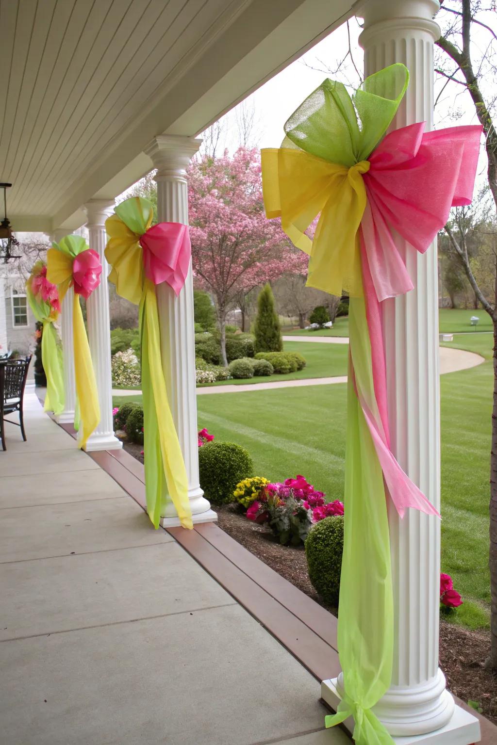 Textile ribbons provide a cheerful Easter accent.