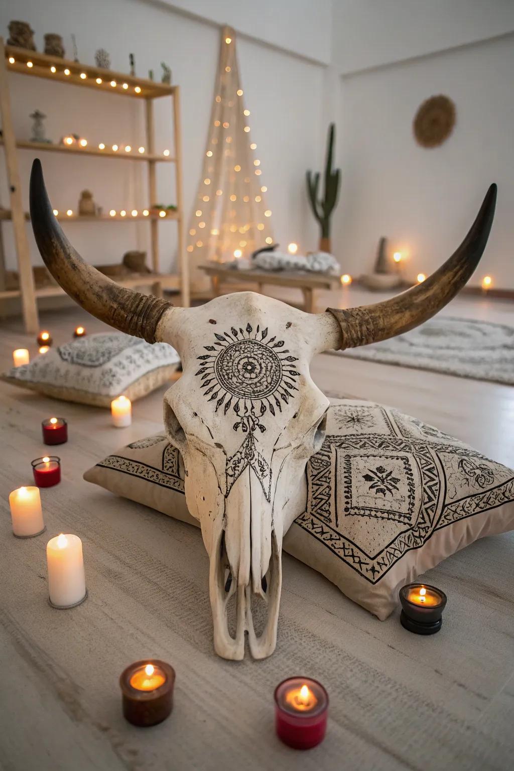Mandala patterns infuse a spiritual accent into décor.