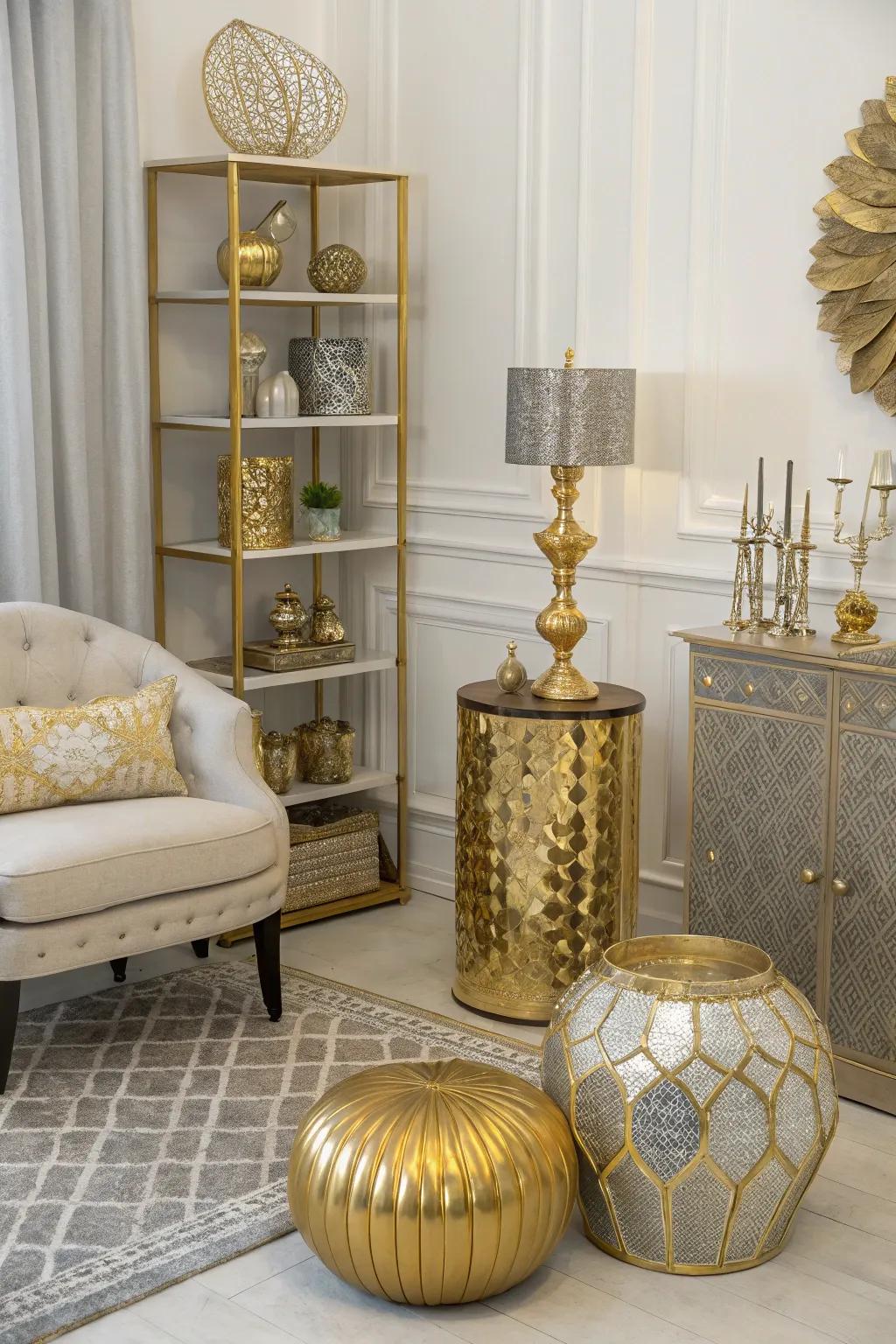 Add a touch of luxury with metallic accents.