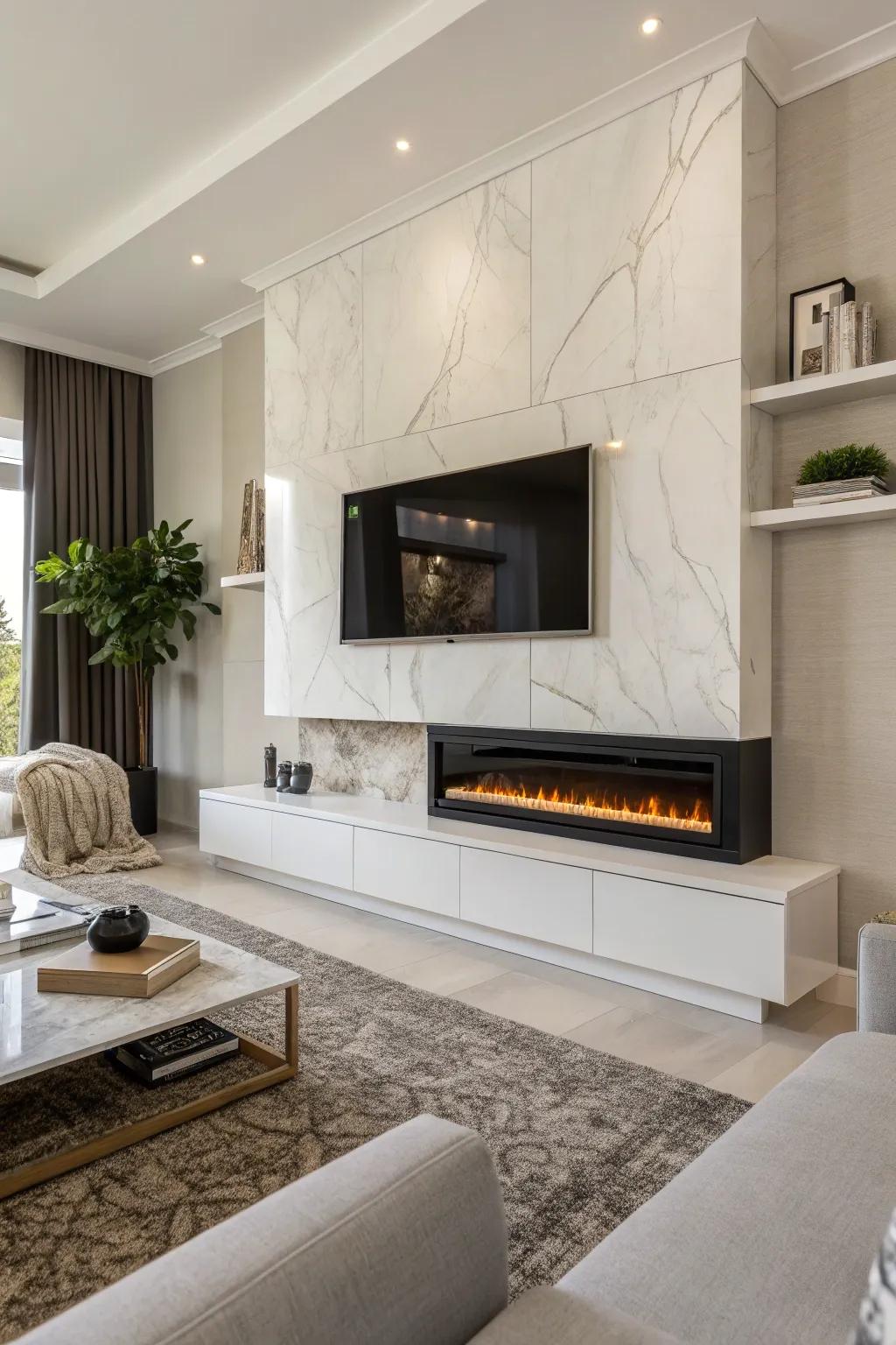A recessed wall mount shapes a smooth impression for a modern heater.