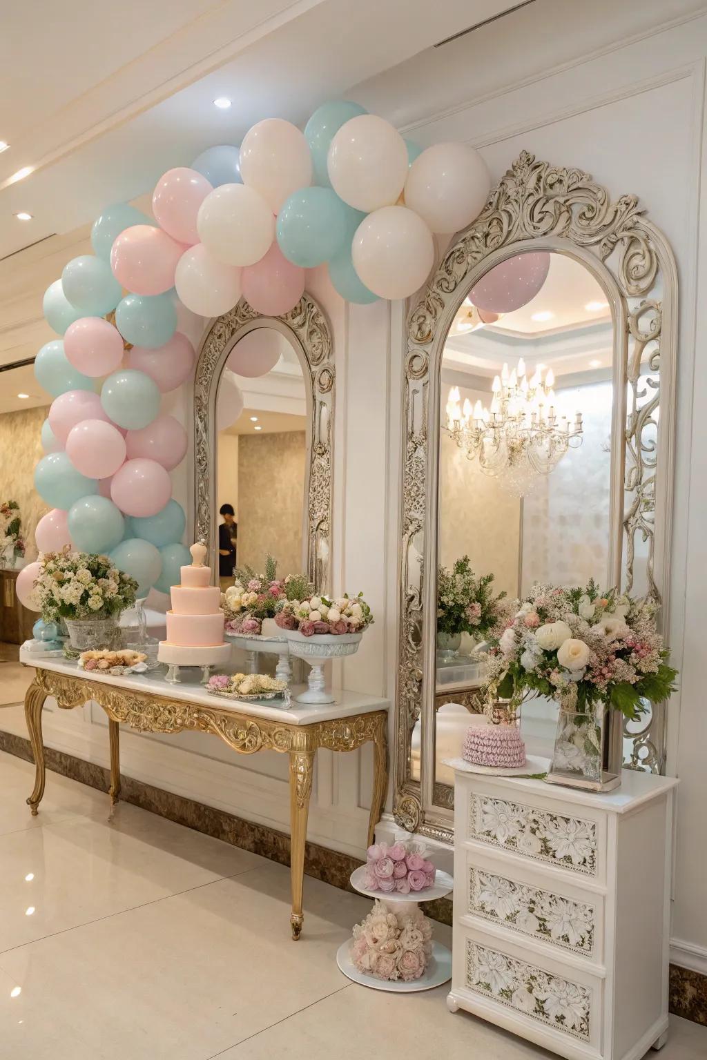 Elegant setup with mirrored decor elements.