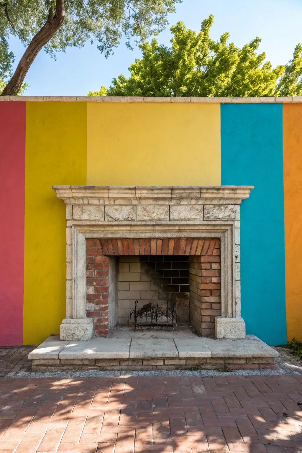 Incorporate a burst of color through a painted fireplace surface.