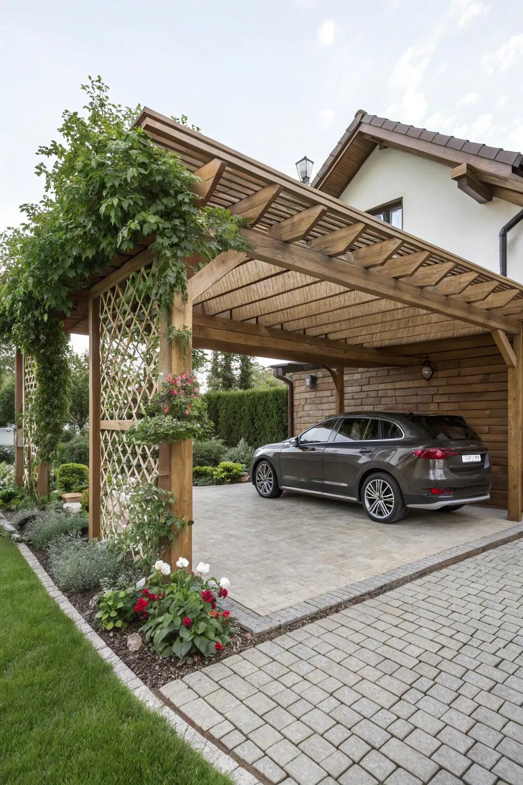 Enhance your carport with a stylish and functional pergola.