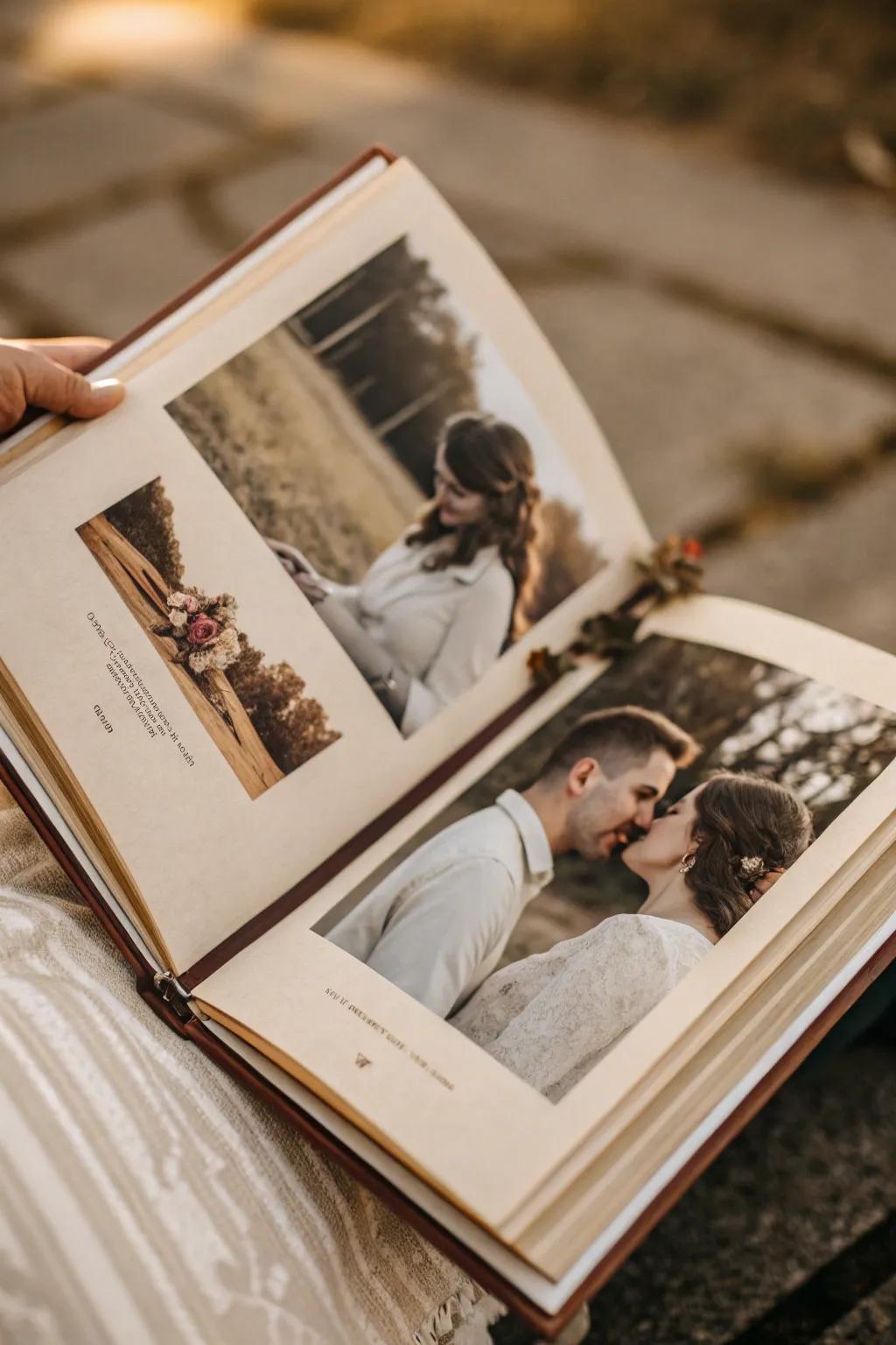 Vintage elements add charm to an engagement chronicle.