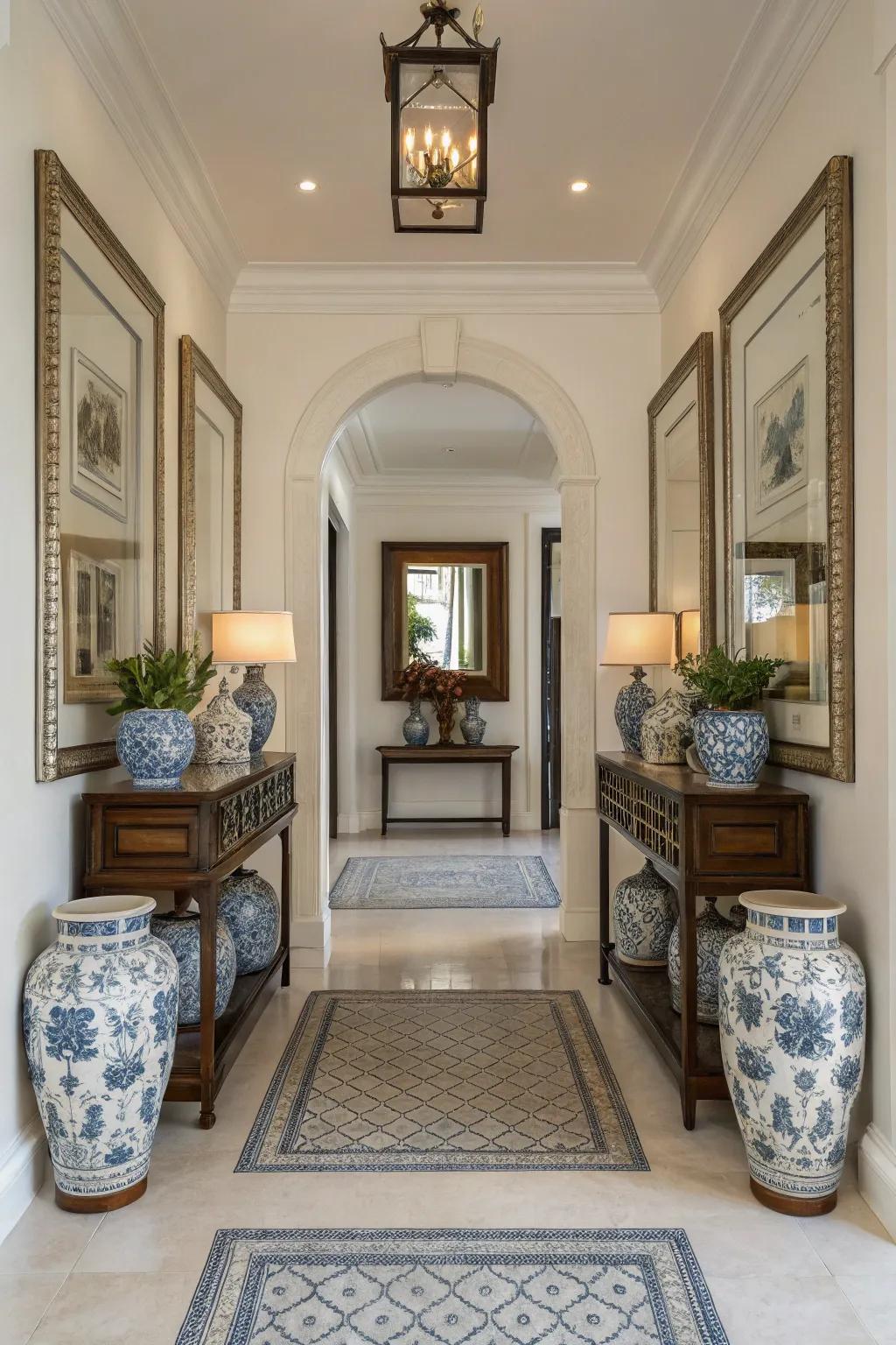 Balance and harmony are created through symmetry in your entryway design.