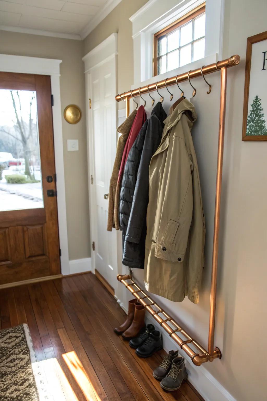 Fashion an industrial vibe through a hand-built copper piping hanger.