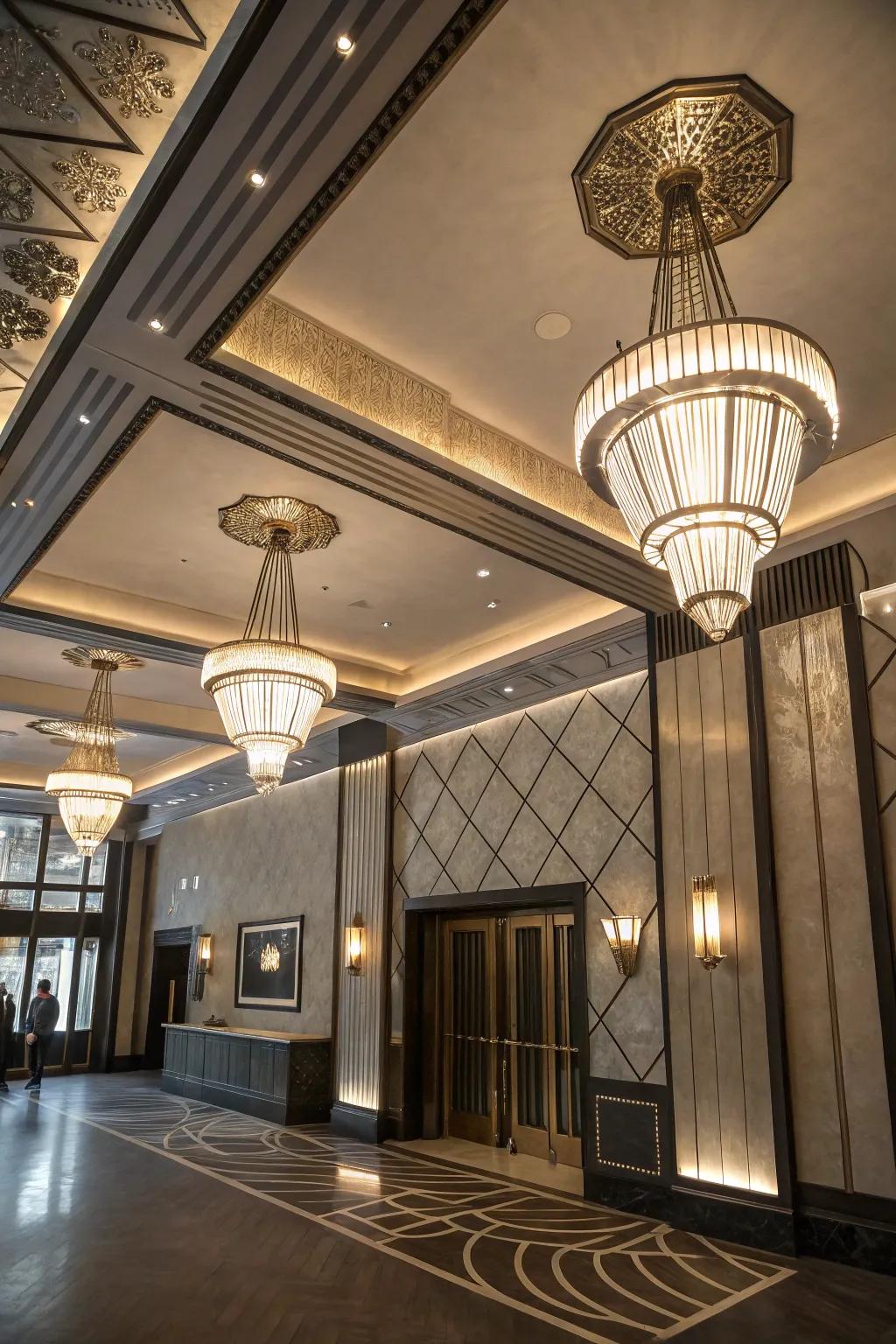 Art deco fixtures for a sophisticated and glamorous touch.