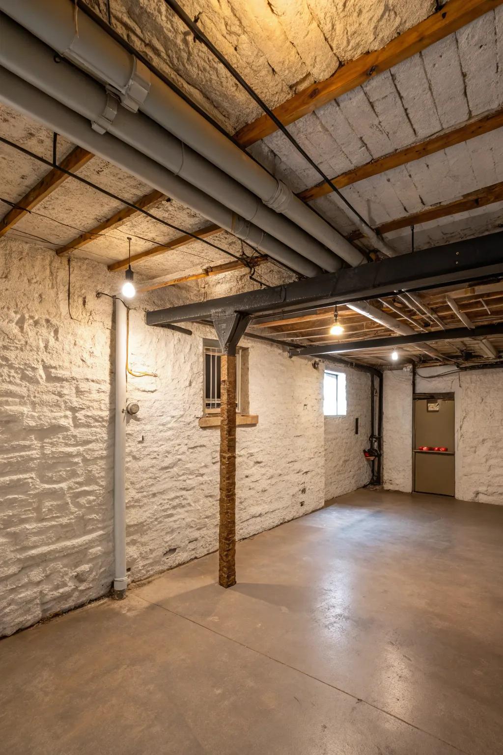 Sculpted coating imparts dimension and intrigue to a bare ceiling.