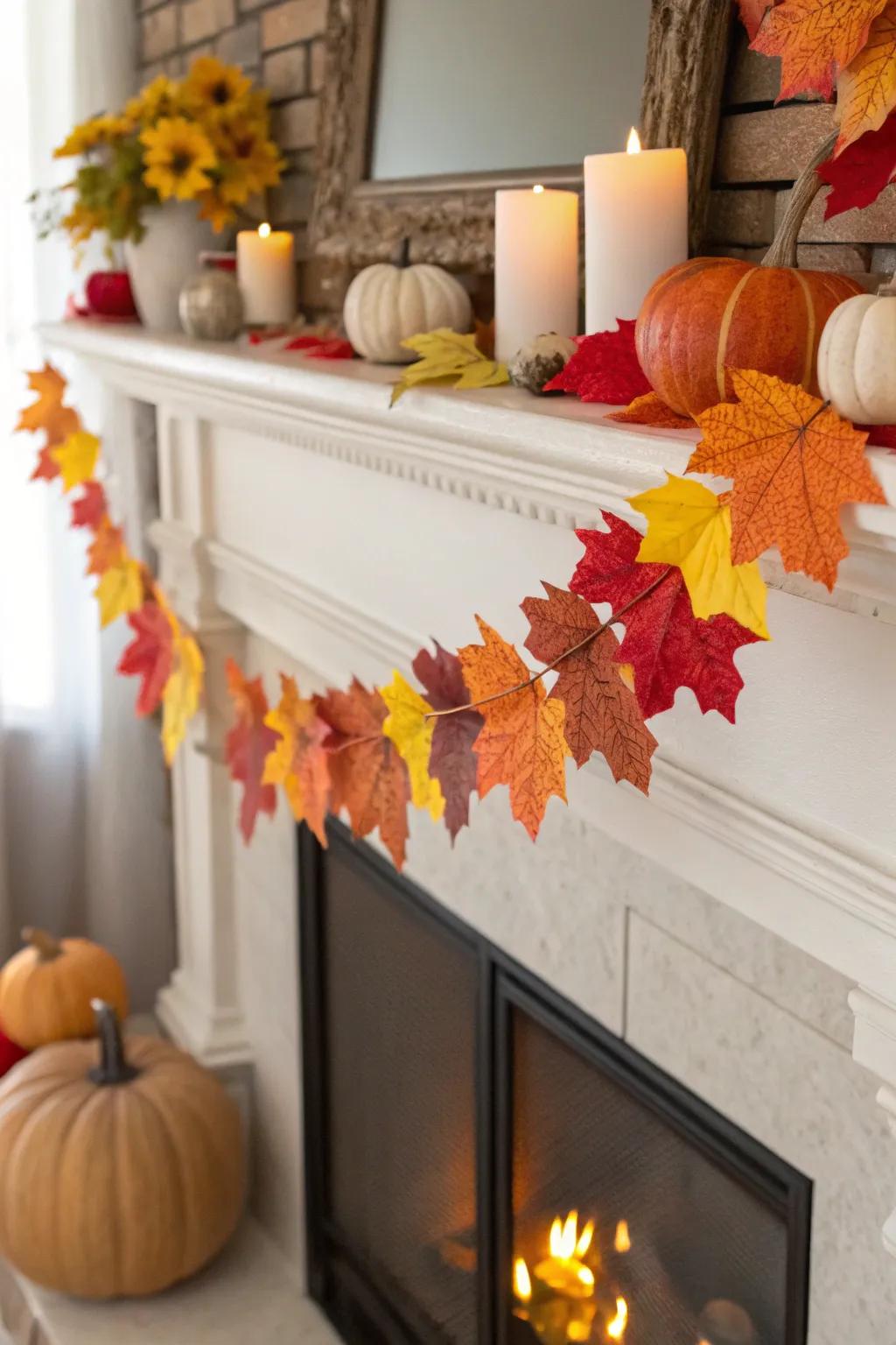 A leaf garland that adds a touch of fall to your decor.