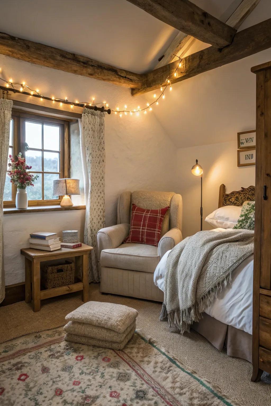 A comfortable reading space meant for rest and pleasure.