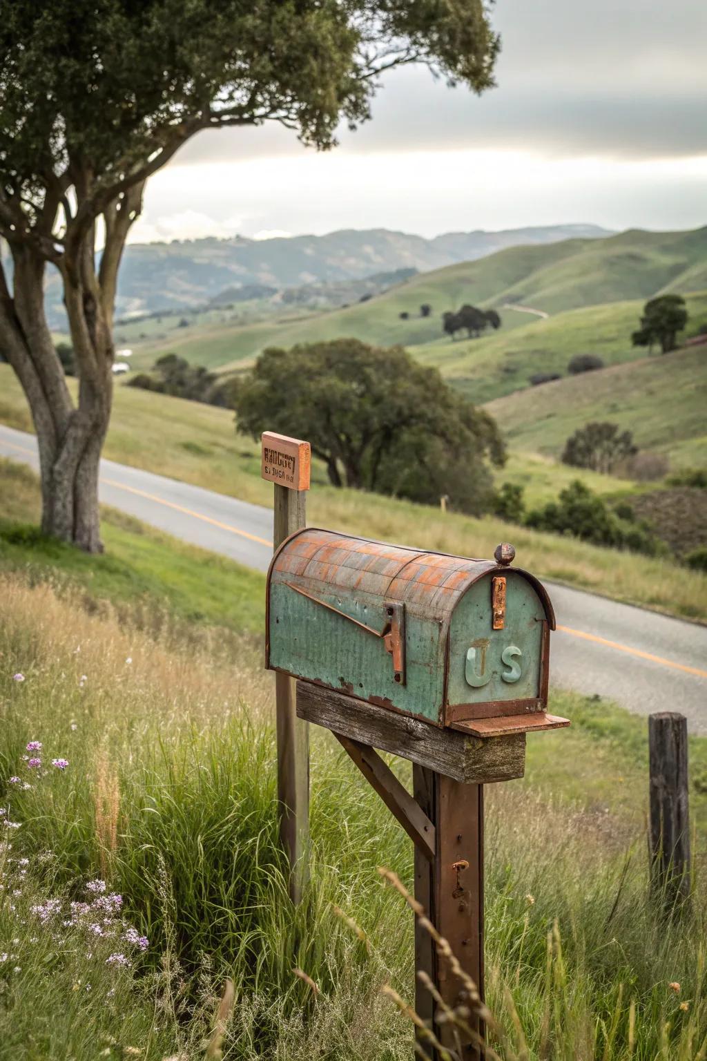 Bronze touches add a warm, luxurious feel to this farmhouse mailbox.