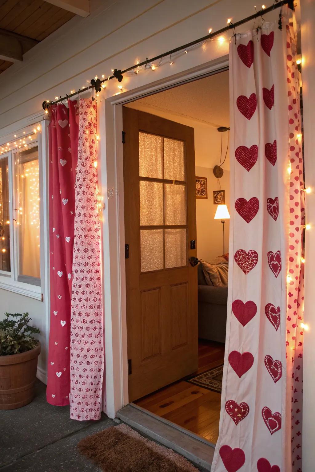 Valentine's window hangings for a romantic touch.