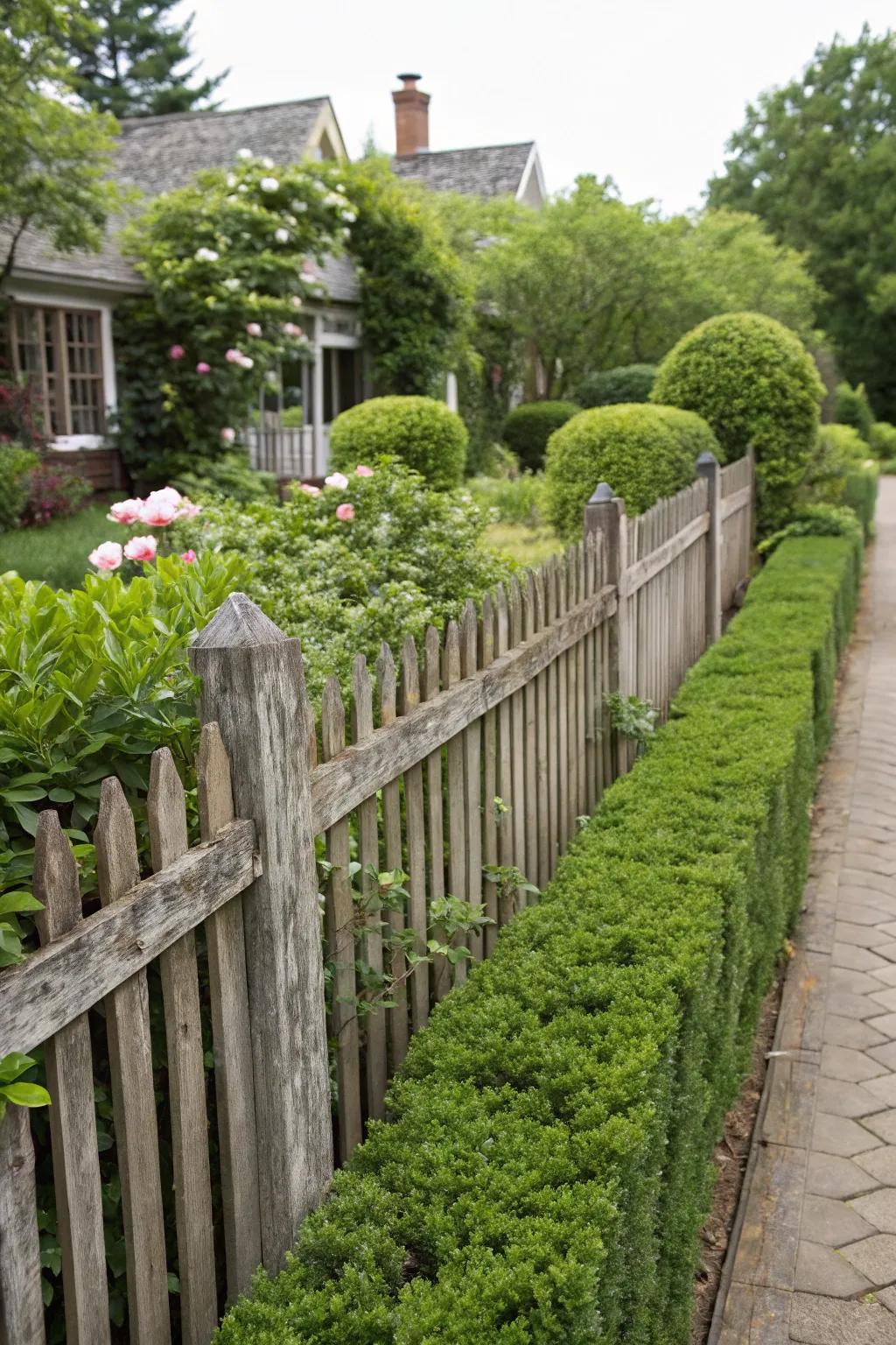 Fuse fencing with hedging for natural boundaries.